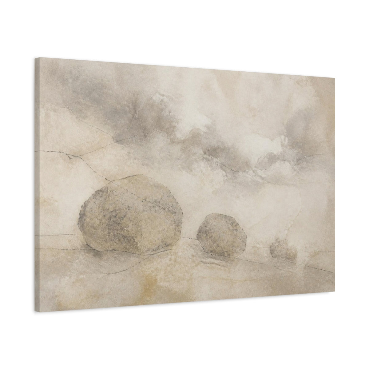 Main Mockup. Wabi Sabi Stone Trio shown as canvas print