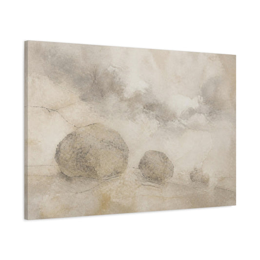 Main Mockup. Wabi Sabi Stone Trio shown as canvas print