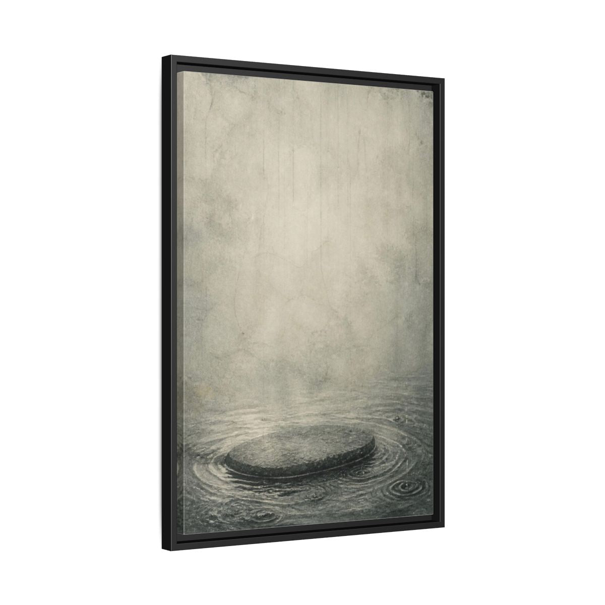 Side Mockup 14. Wabi Sabi Submerged Stone shown as framed canvas print