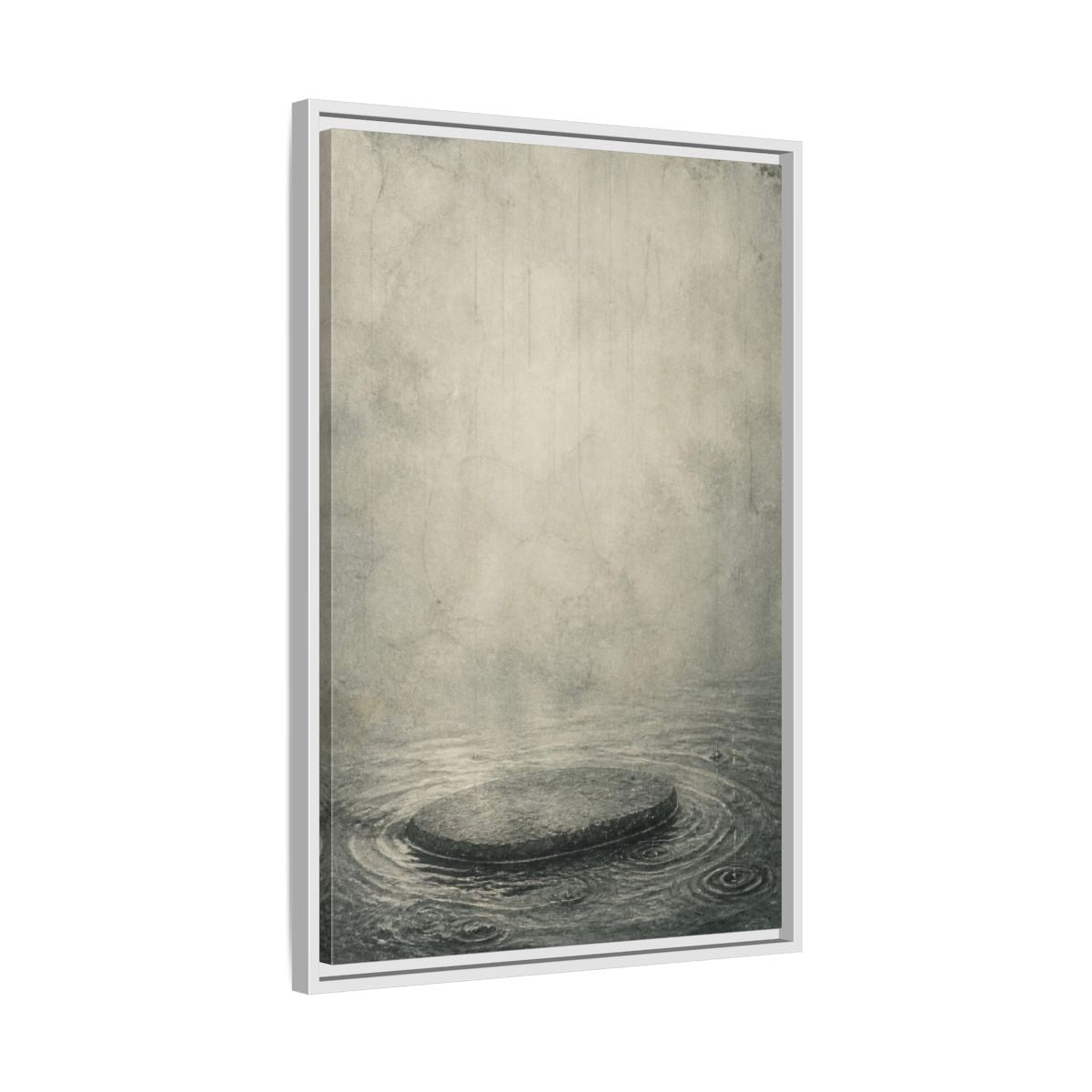 Side Mockup 10. Wabi Sabi Submerged Stone shown as framed canvas print