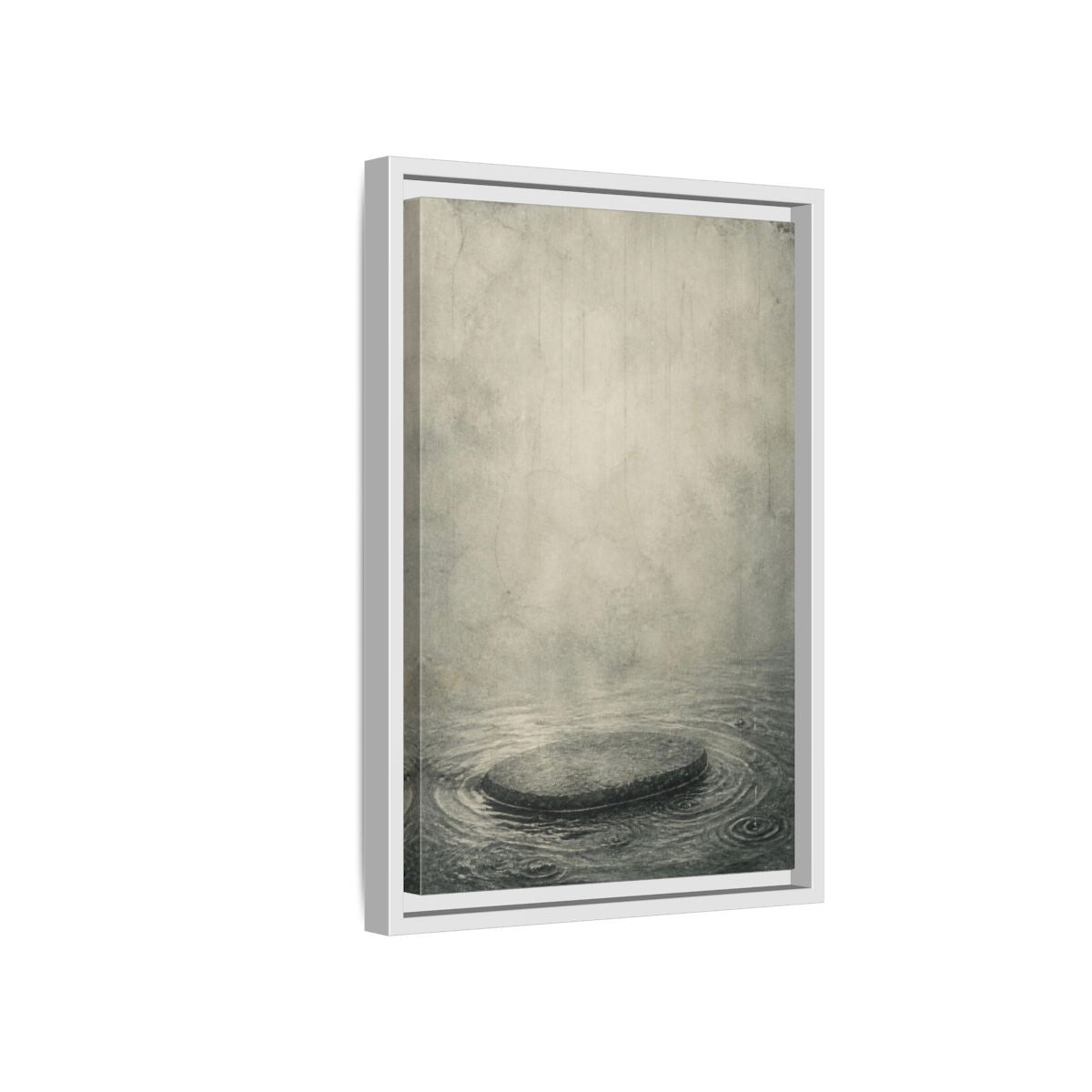 Side Mockup 4. Wabi Sabi Submerged Stone shown as framed canvas print