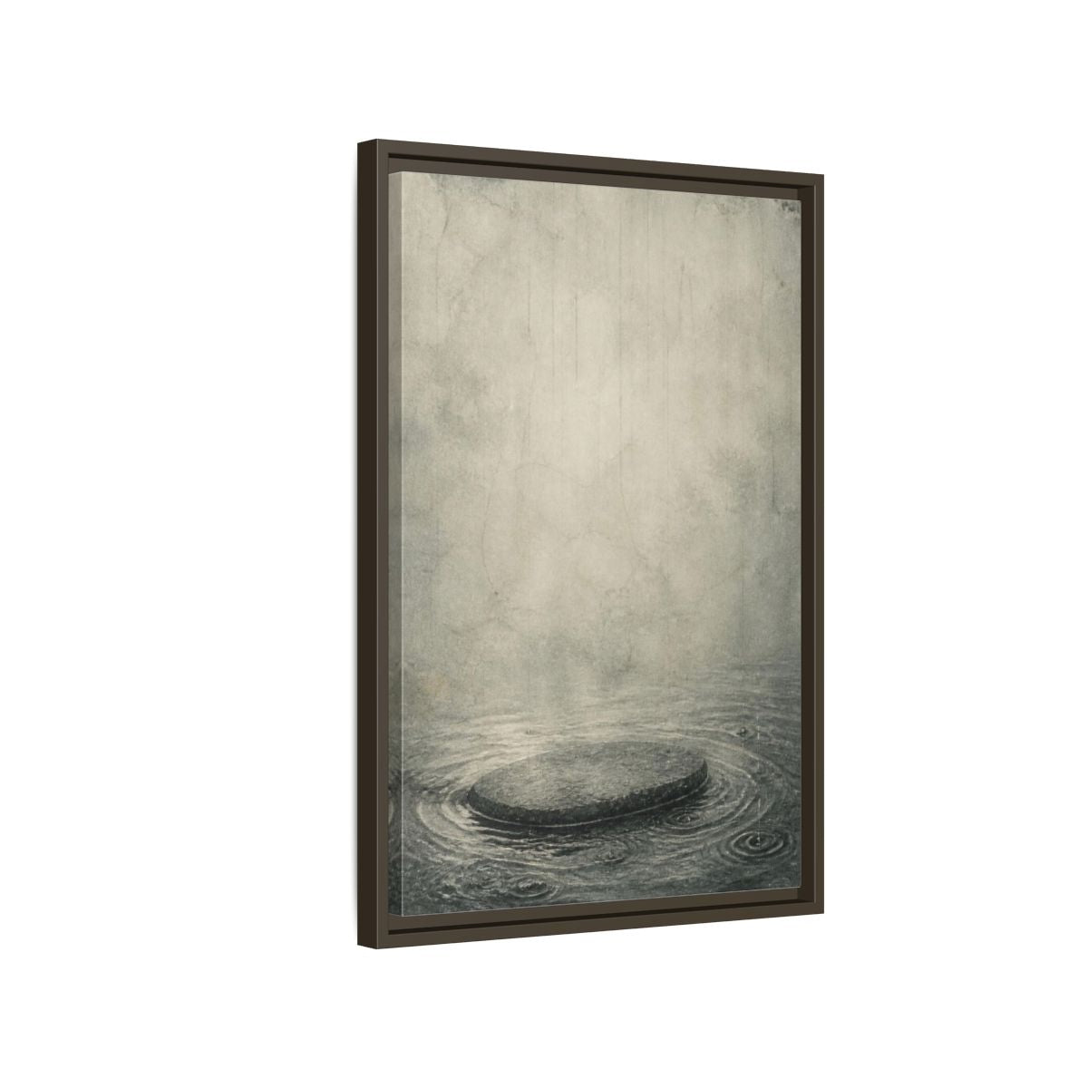 Side Mockup 2. Wabi Sabi Submerged Stone shown as framed canvas print