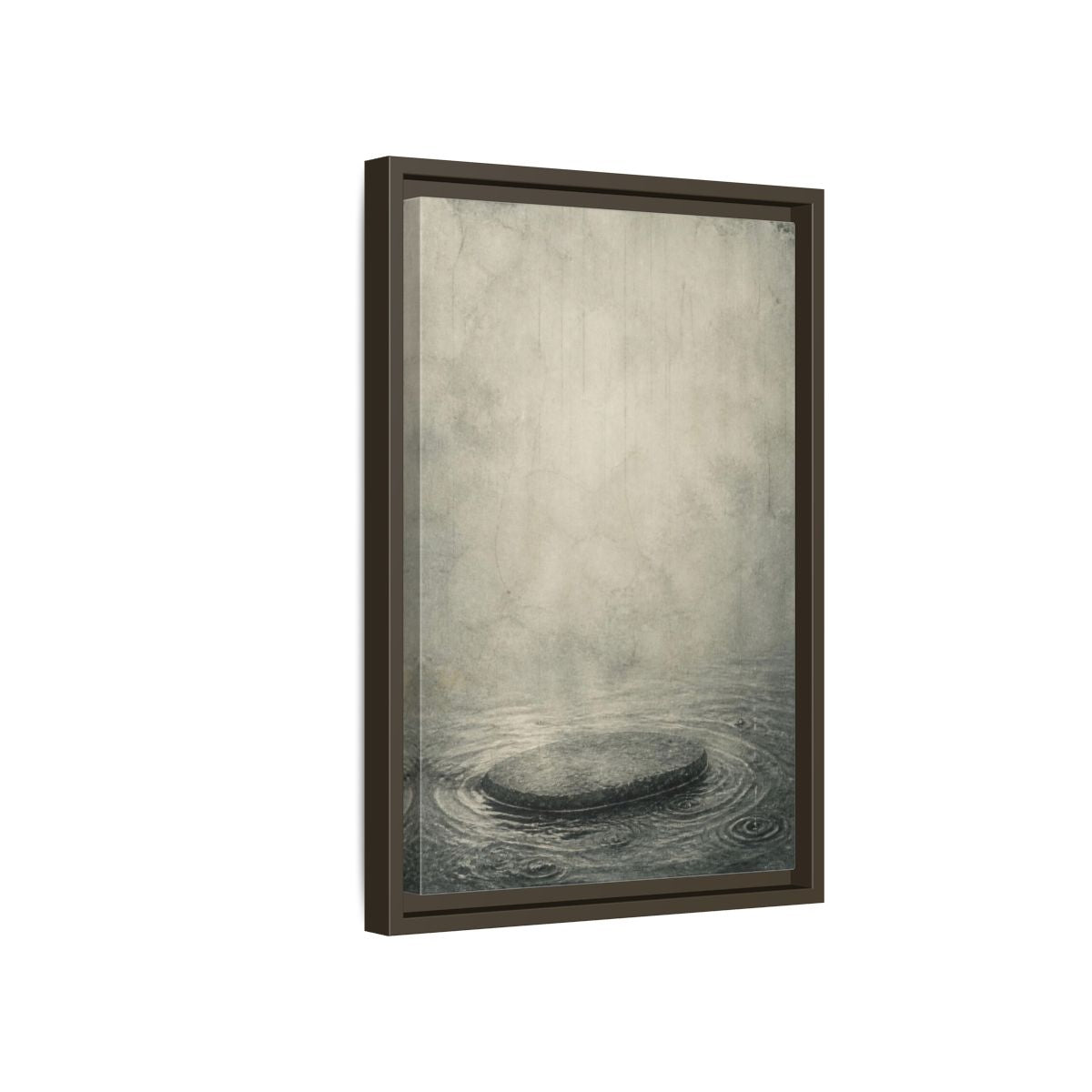 Side Mockup 5. Wabi Sabi Submerged Stone shown as framed canvas print