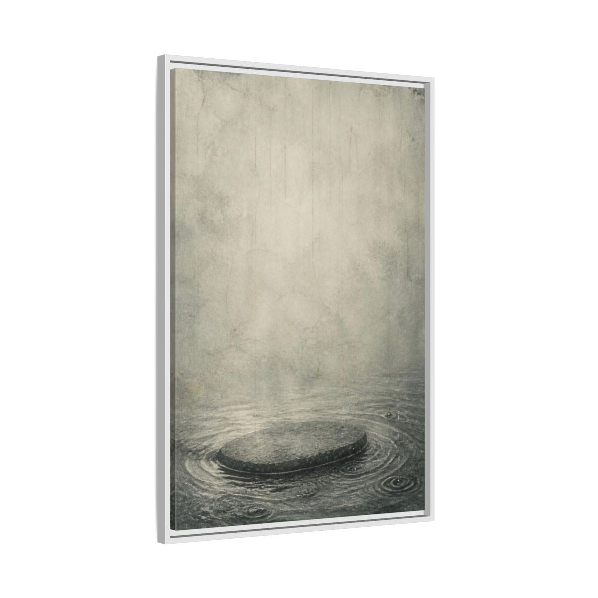 Side Mockup 9. Wabi Sabi Submerged Stone shown as framed canvas print
