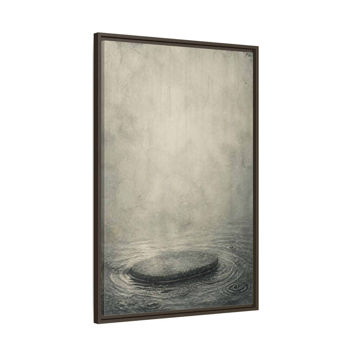 Main Mockup. Wabi Sabi Submerged Stone shown as framed canvas print