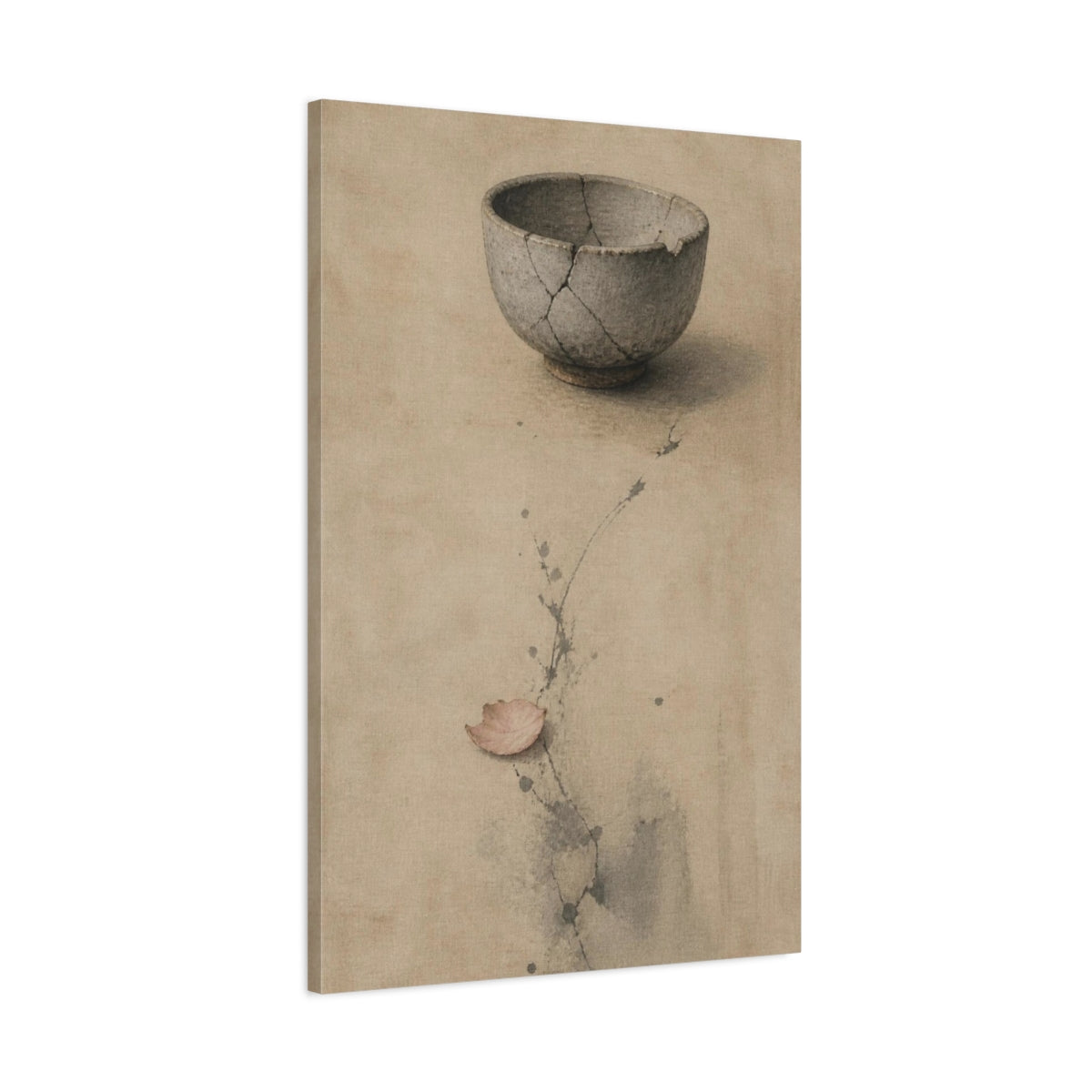 Main Mockup. Wabi Sabi Tea Bowl shown as canvas print