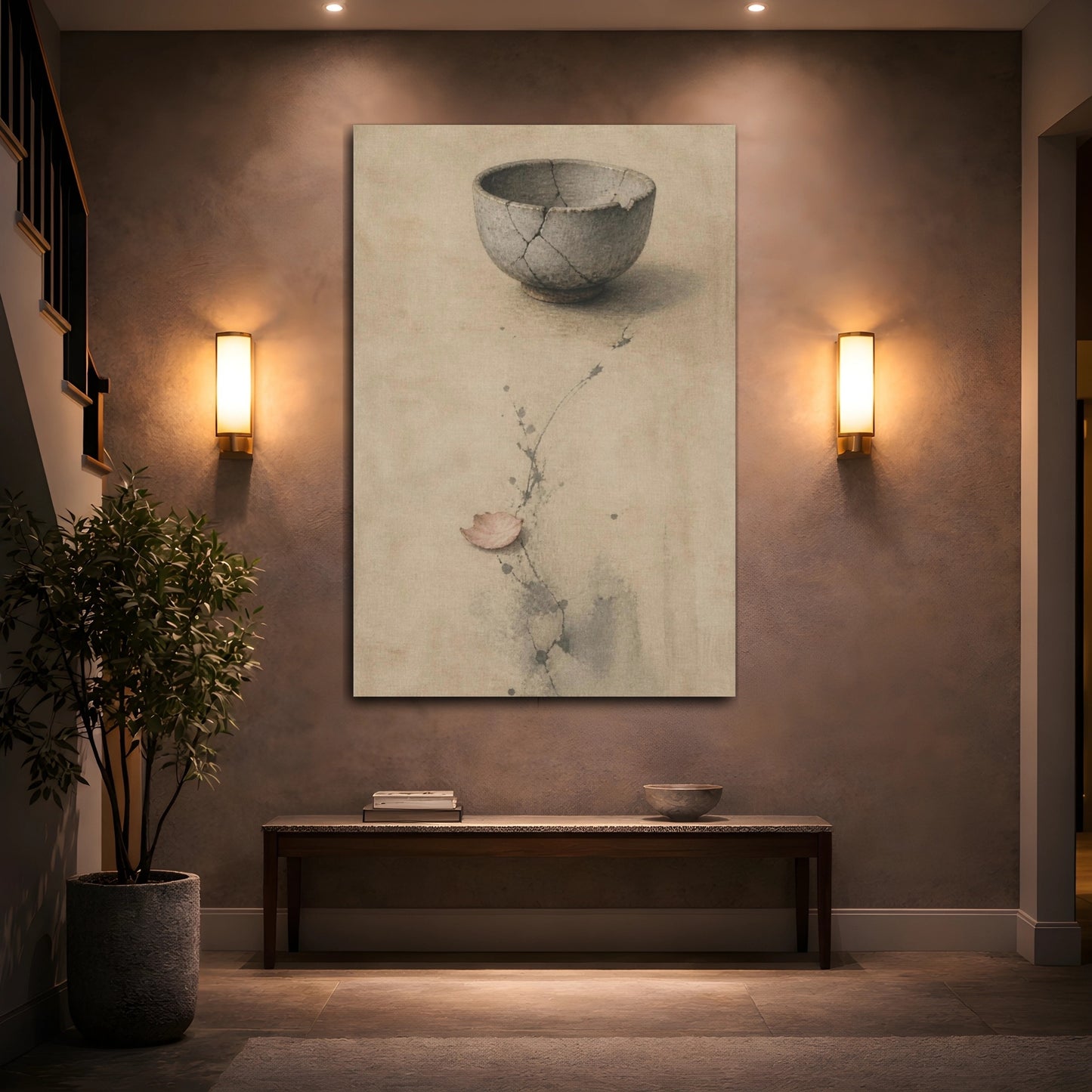 Mockup 2. Wabi Sabi Tea Bowl shown as canvas print