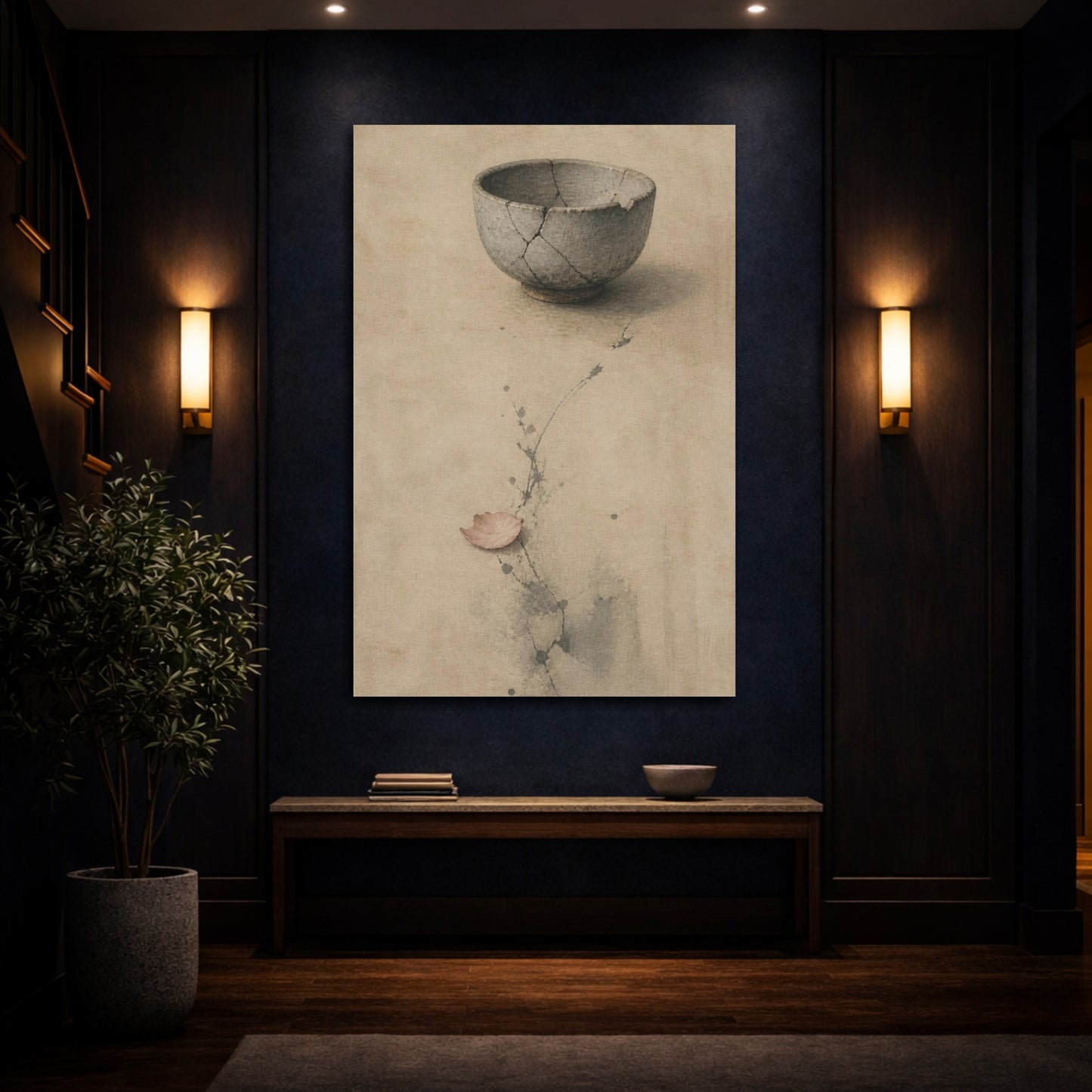 Mockup 4. Wabi Sabi Tea Bowl shown as canvas print