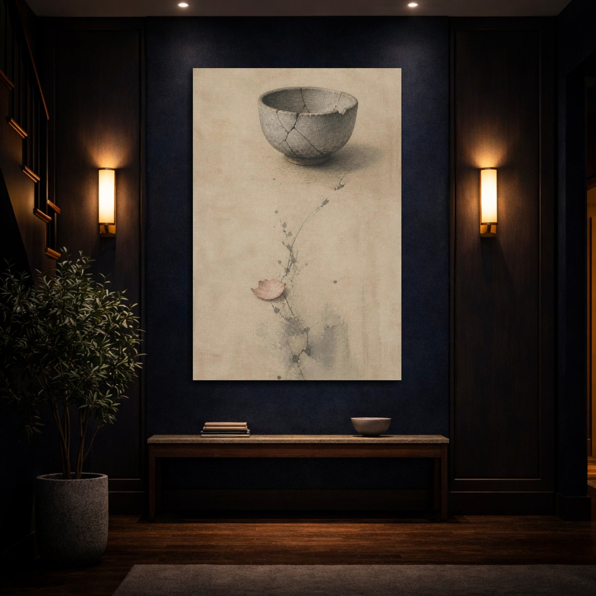 Mockup 4. Wabi Sabi Tea Bowl shown as canvas print