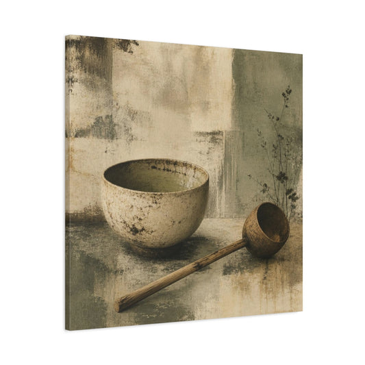 Main Mockup. Wabi Sabi Tea Bowl Still Life shown as canvas print