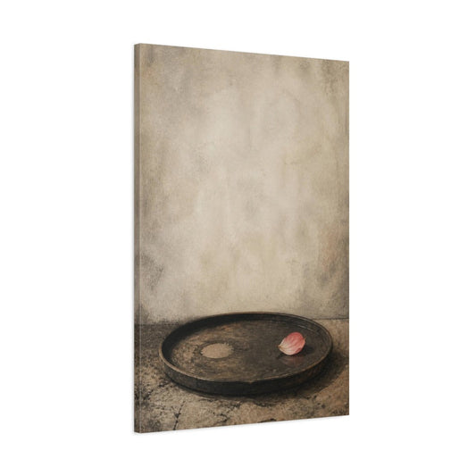 Wabi Sabi Tea Tray With Petal Canvas Print Wall Art – Living Room Decor, Above Couch - YesArtYes