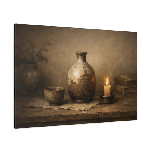 Wabi Sabi Vintage Spirits shown as stretched canvas wall art