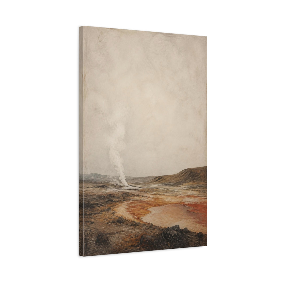 Side Mockup 2. Wabi Sabi Volcanic Plain shown as canvas print