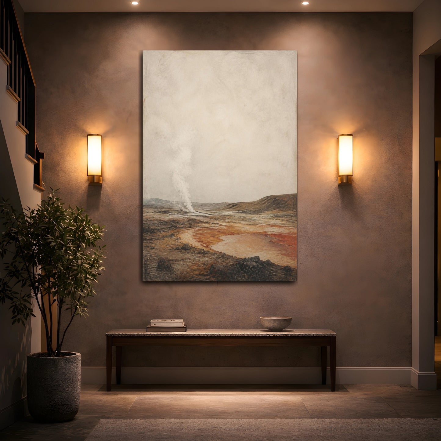 Mockup 2. Wabi Sabi Volcanic Plain shown as canvas print