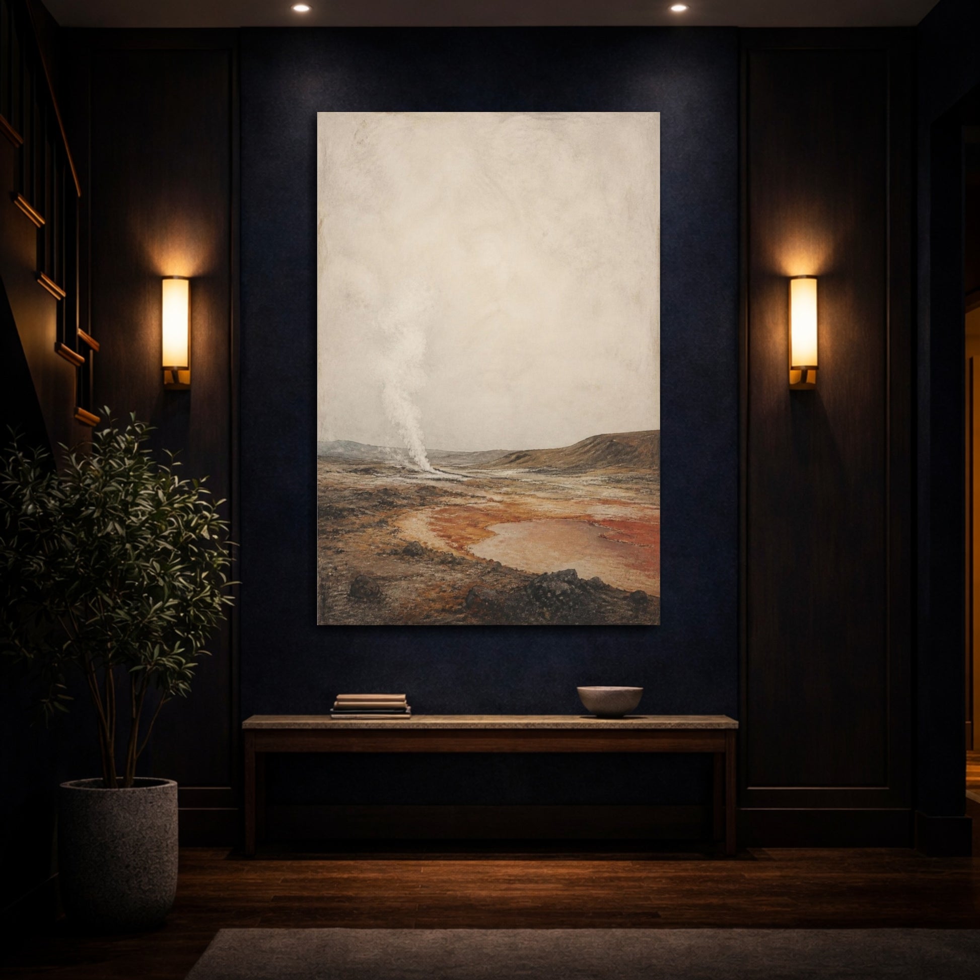 Mockup 4. Wabi Sabi Volcanic Plain shown as canvas print