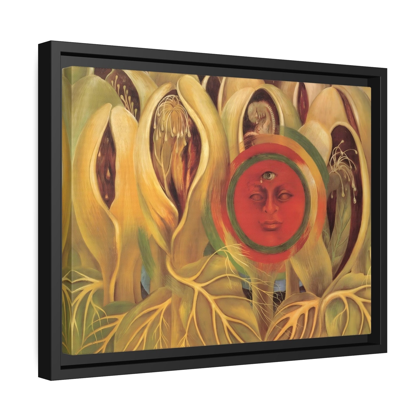 Wall Art Artwork Reproduction in Exclusive Frame for Living Room - Frida Kahlo Sun and Life Canvas Print