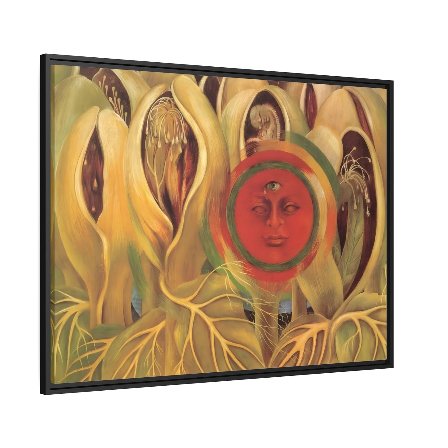 Wall Art Artwork Reproduction in Exclusive Frame for Living Room - Frida Kahlo Sun and Life Canvas Print