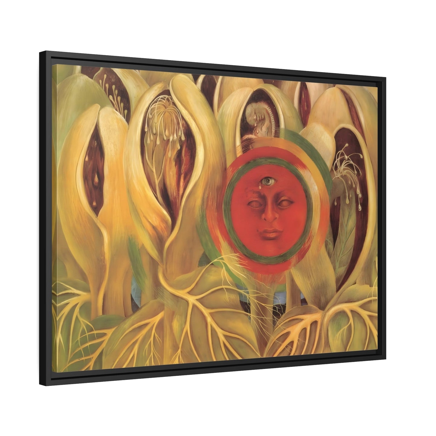 Wall Art Artwork Reproduction in Exclusive Frame for Living Room - Frida Kahlo Sun and Life Canvas Print