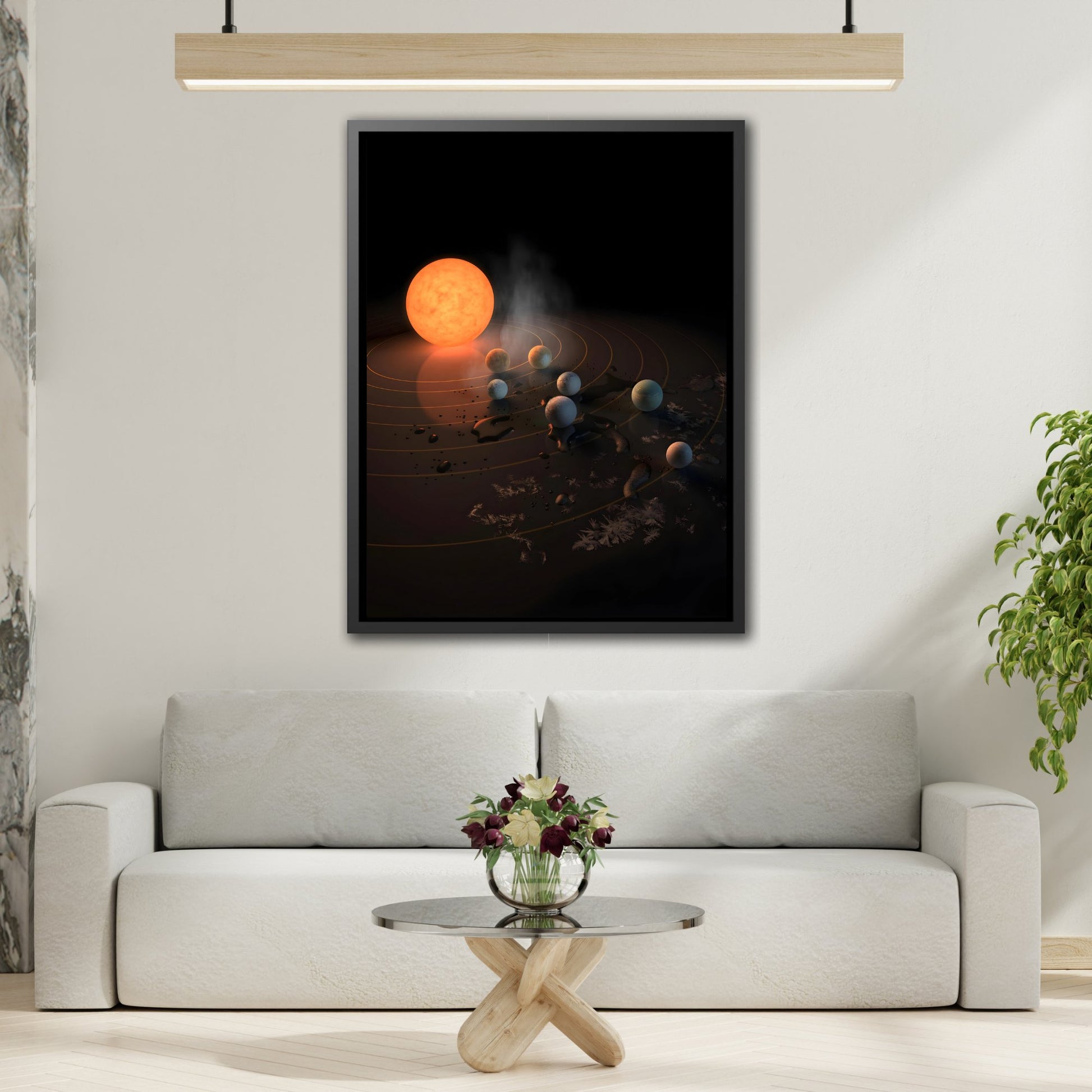 Wall Art Canvas Print in Exclusive Black Frame - TRAPPIST-1 System Stars by Nasa for Home Decor