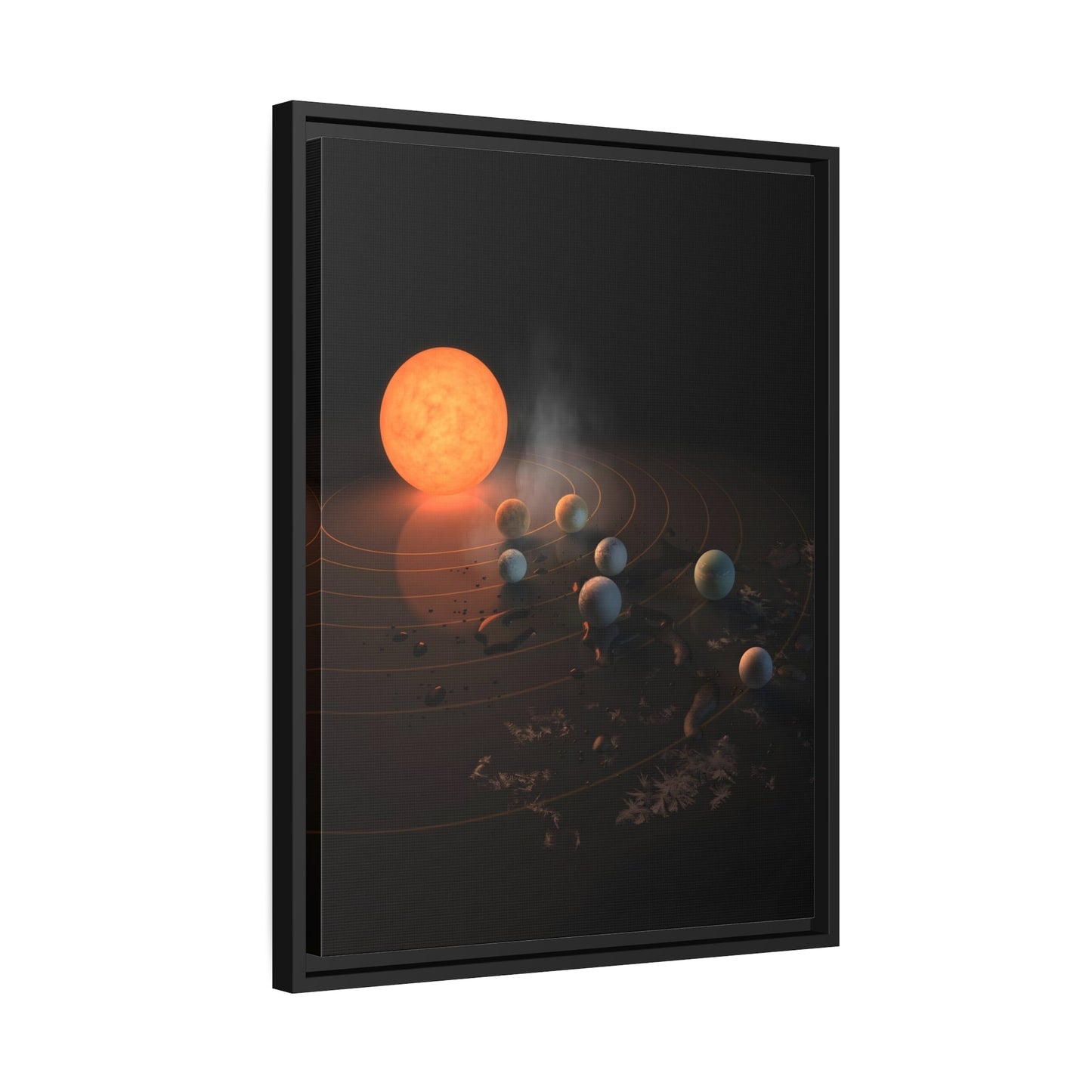 Wall Art Canvas Print in Exclusive Black Frame - TRAPPIST-1 System Stars by Nasa for Home Decor