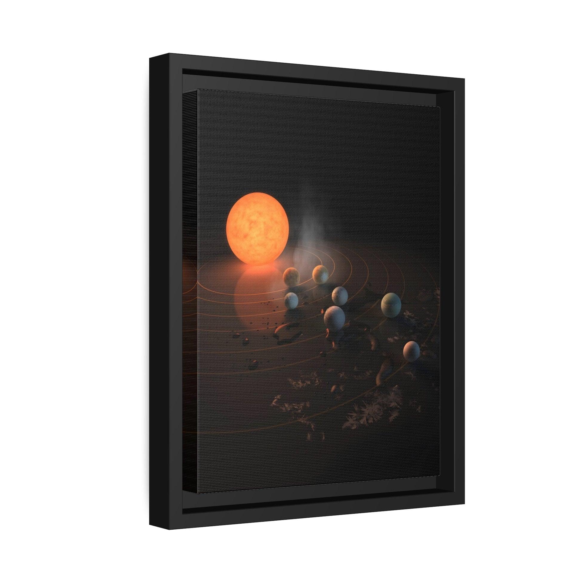 Wall Art Canvas Print in Exclusive Black Frame - TRAPPIST-1 System Stars by Nasa for Home Decor