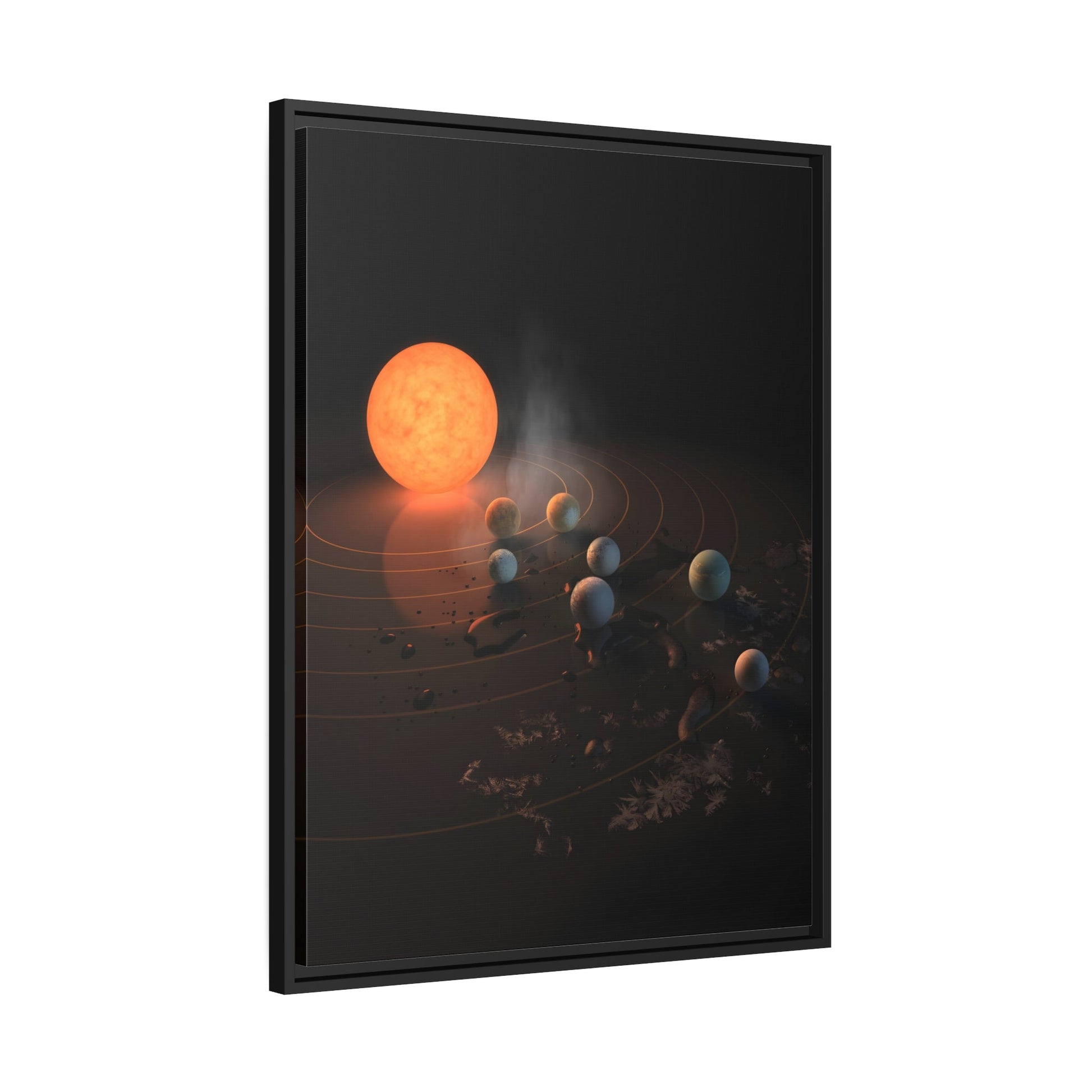 Wall Art Canvas Print in Exclusive Black Frame - TRAPPIST-1 System Stars by Nasa for Home Decor