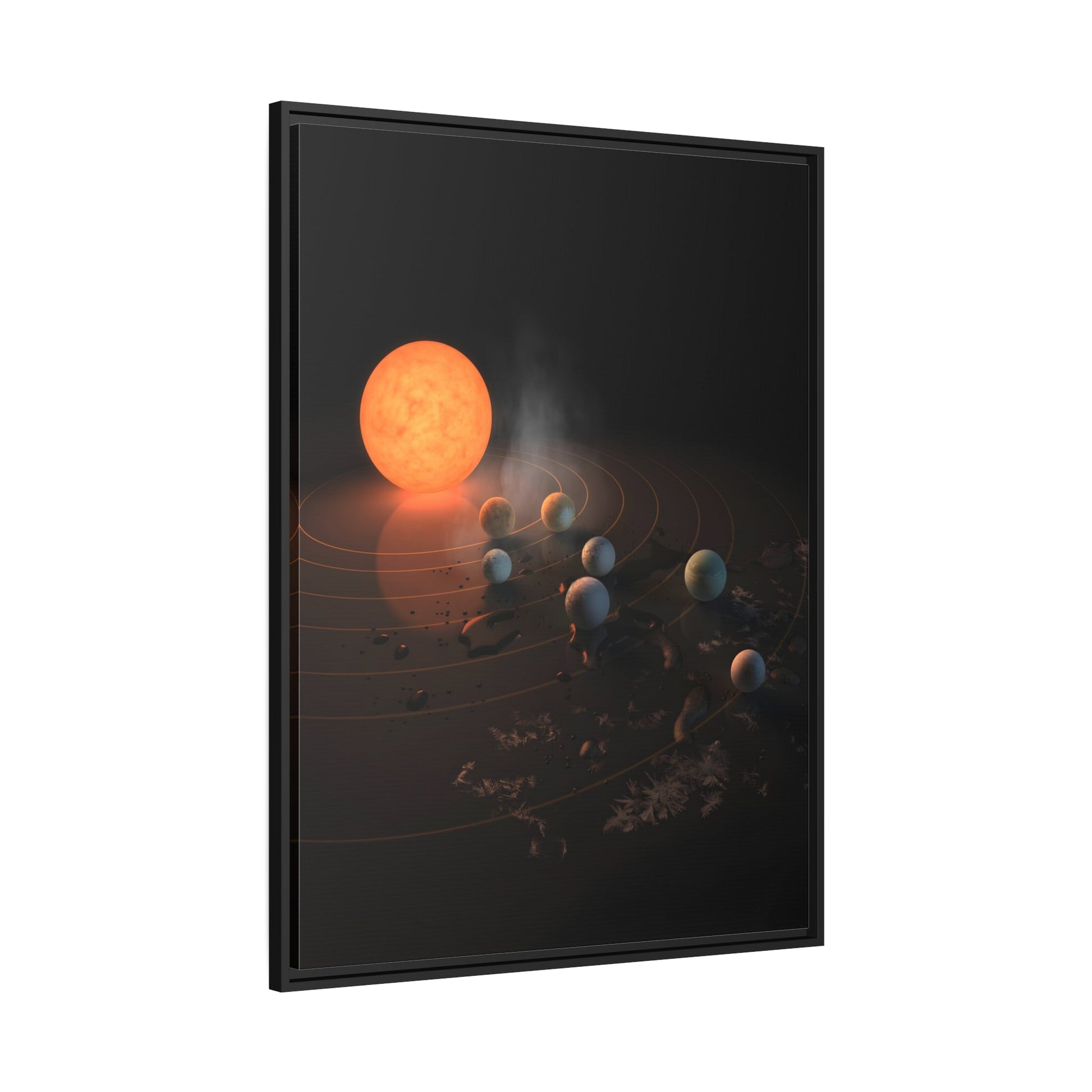 Wall Art Canvas Print in Exclusive Black Frame - TRAPPIST-1 System Stars by Nasa for Home Decor