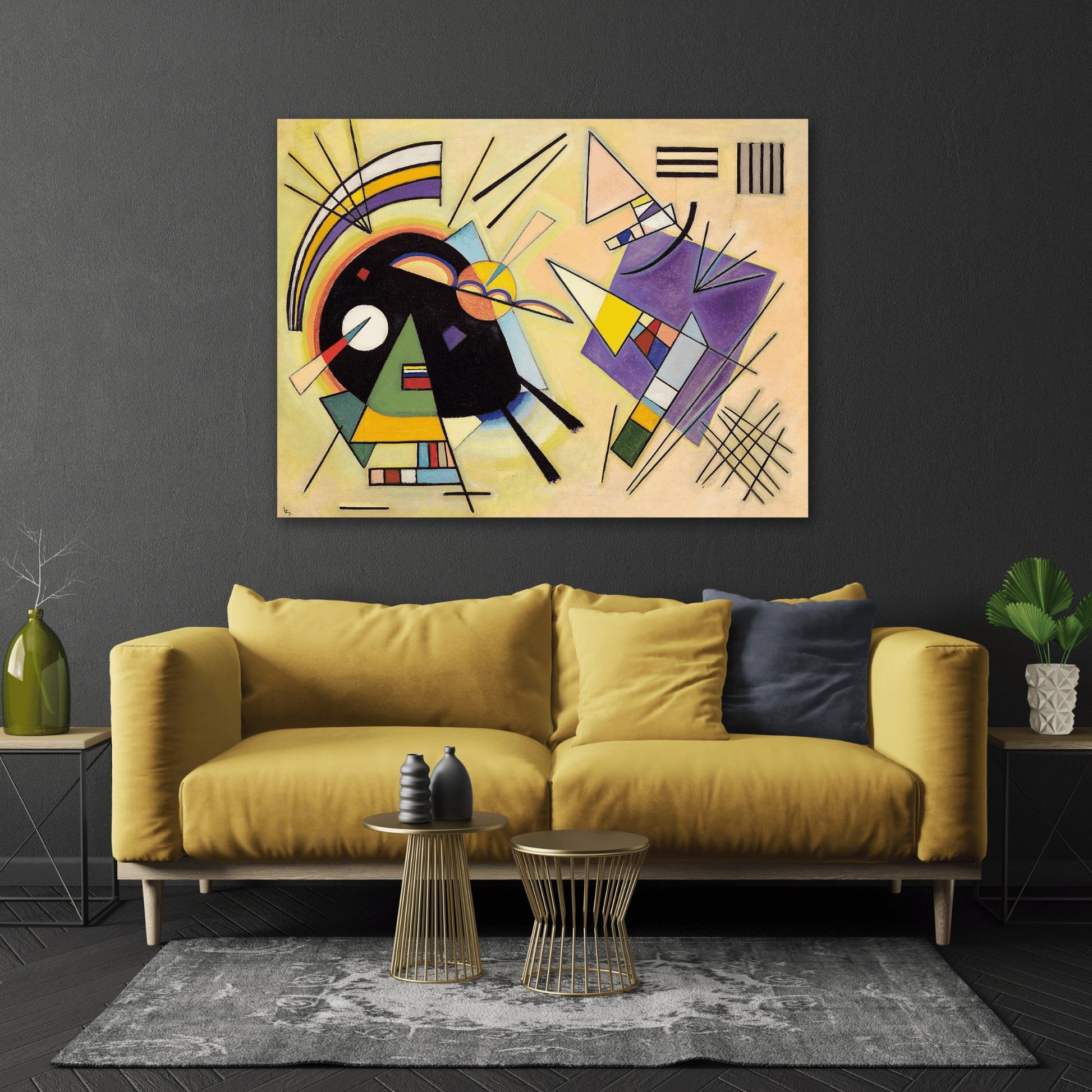 Wassily Kandinsky Black and Violet - Abstract Canvas Wall Art Print