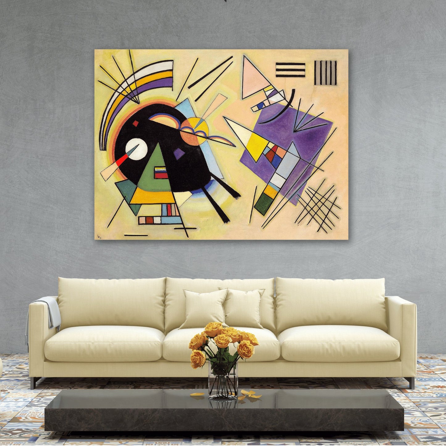 Wassily Kandinsky Black and Violet - Abstract Canvas Wall Art Print