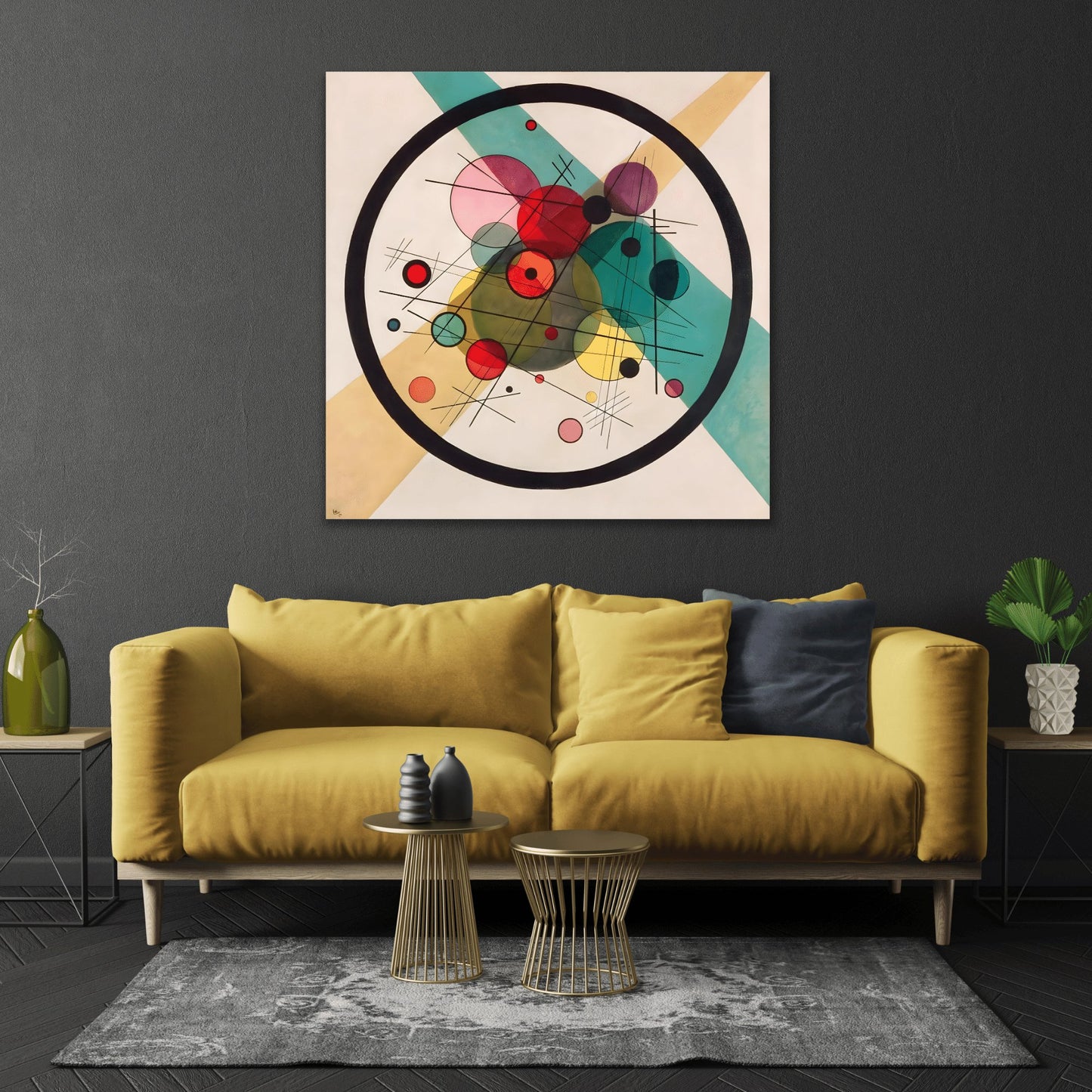 Wassily Kandinsky Circles in a Circle - Square Canvas Wall Art Print