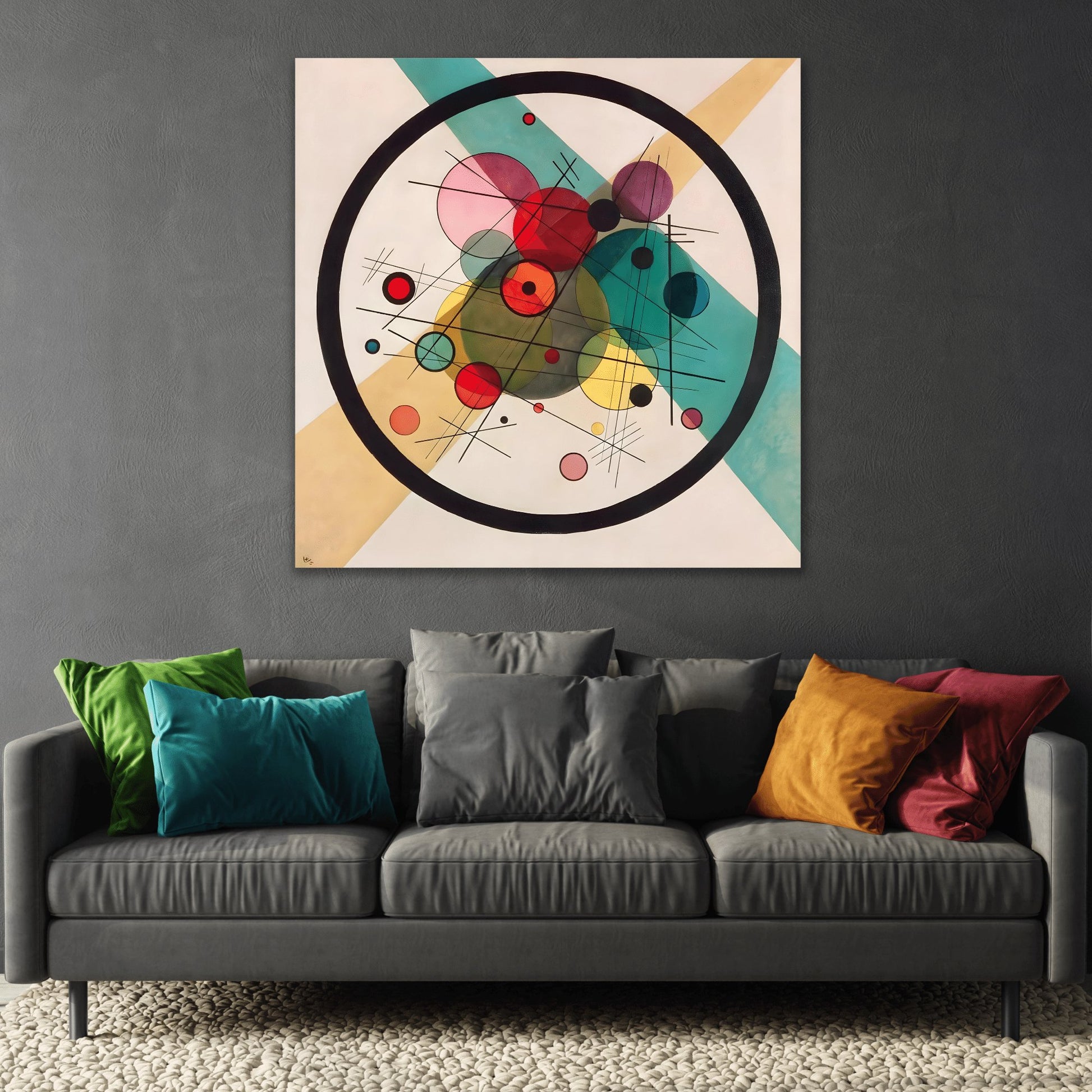 Wassily Kandinsky Circles in a Circle - Square Canvas Wall Art Print