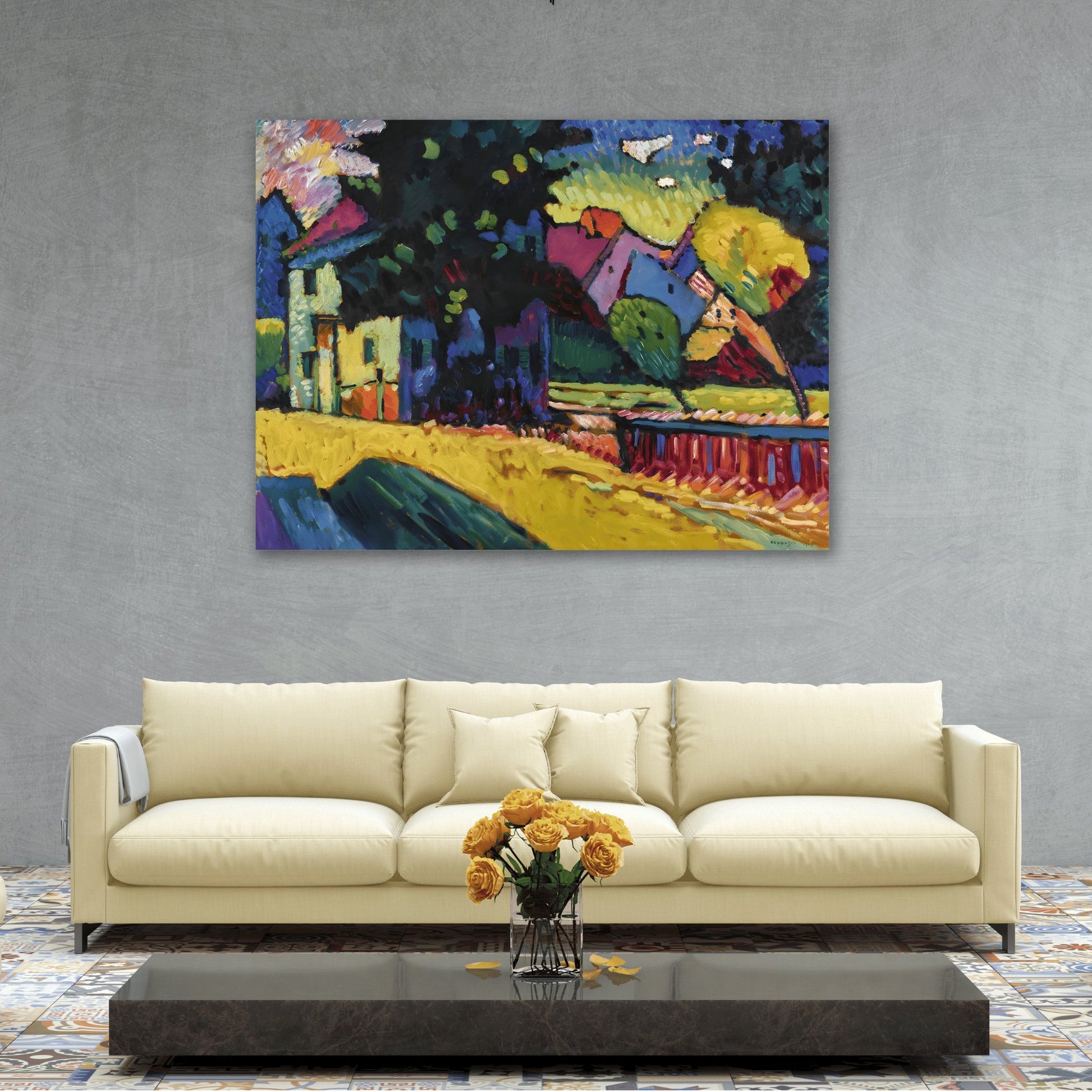 Wassily Kandinsky Murnau Landscape Green House - Abstract Canvas Print