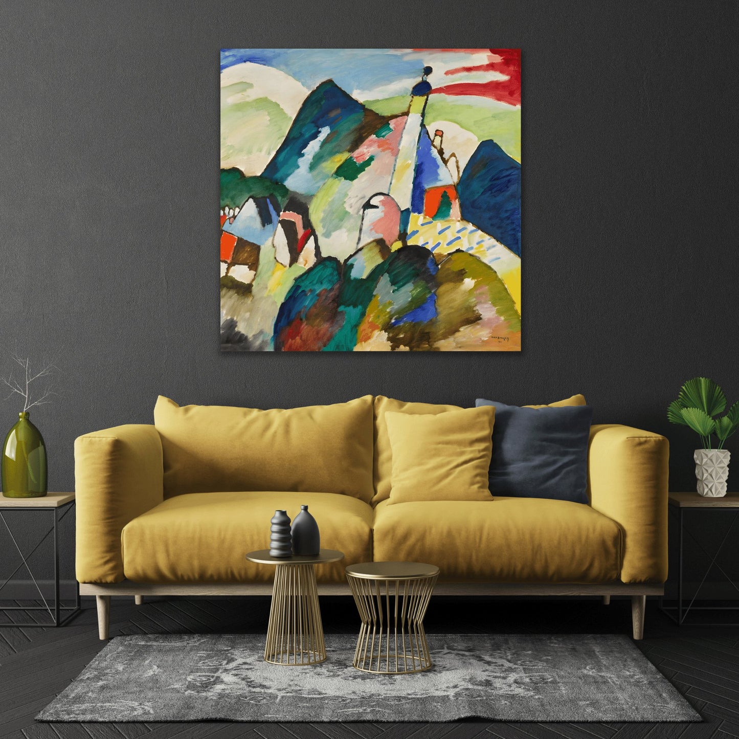 Wassily Kandinsky Murnau with Church II - Square Canvas Wall Art Print