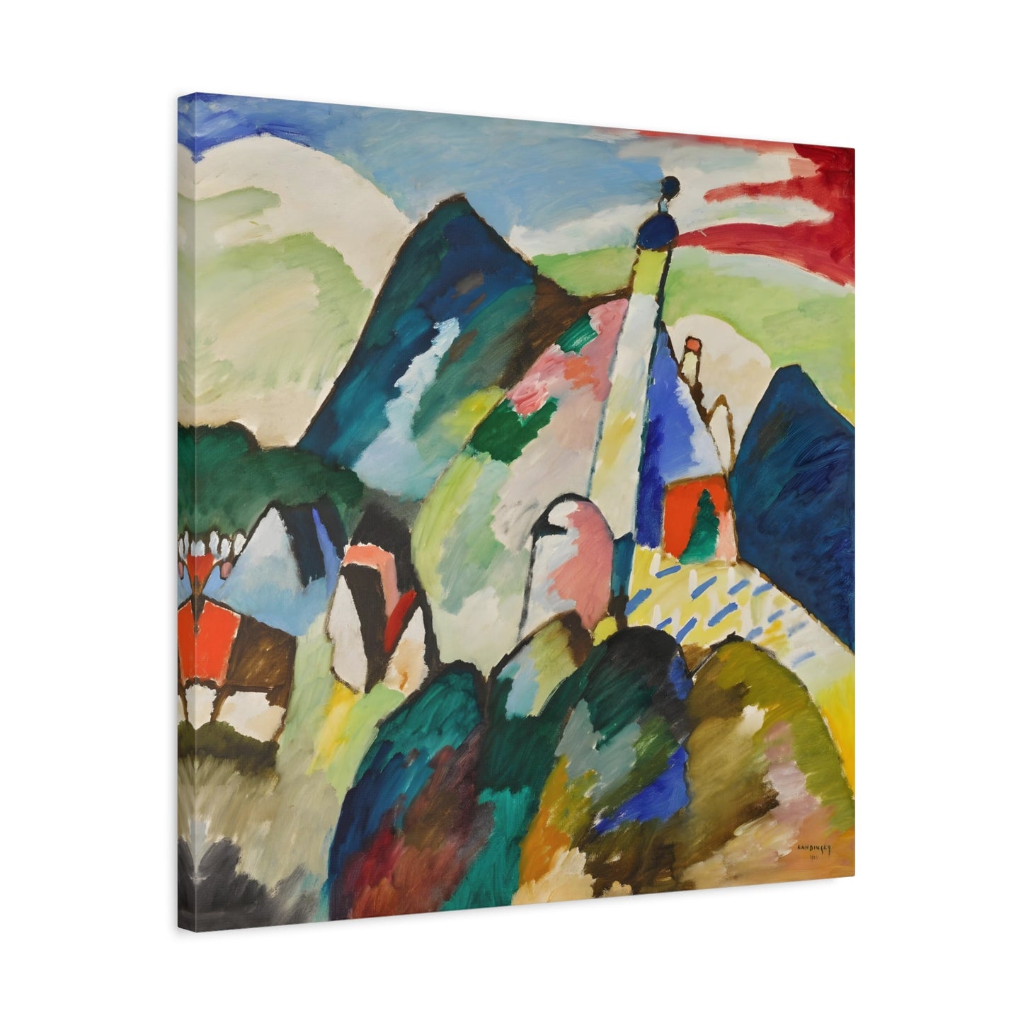 Wassily Kandinsky Murnau with Church II - Square Canvas Wall Art Print