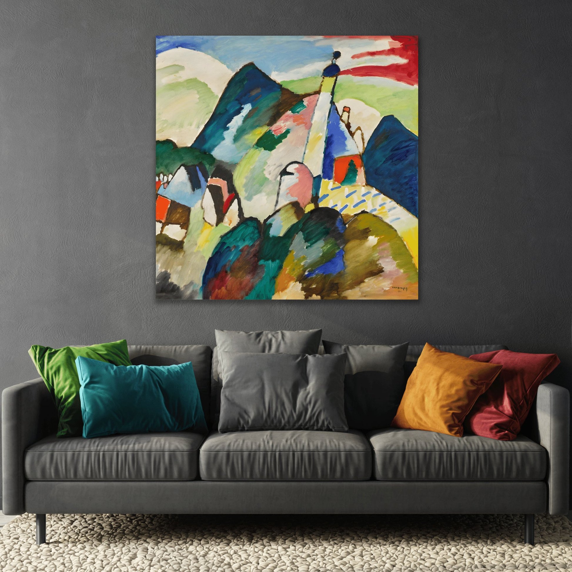 Wassily Kandinsky Murnau with Church II - Square Canvas Wall Art Print