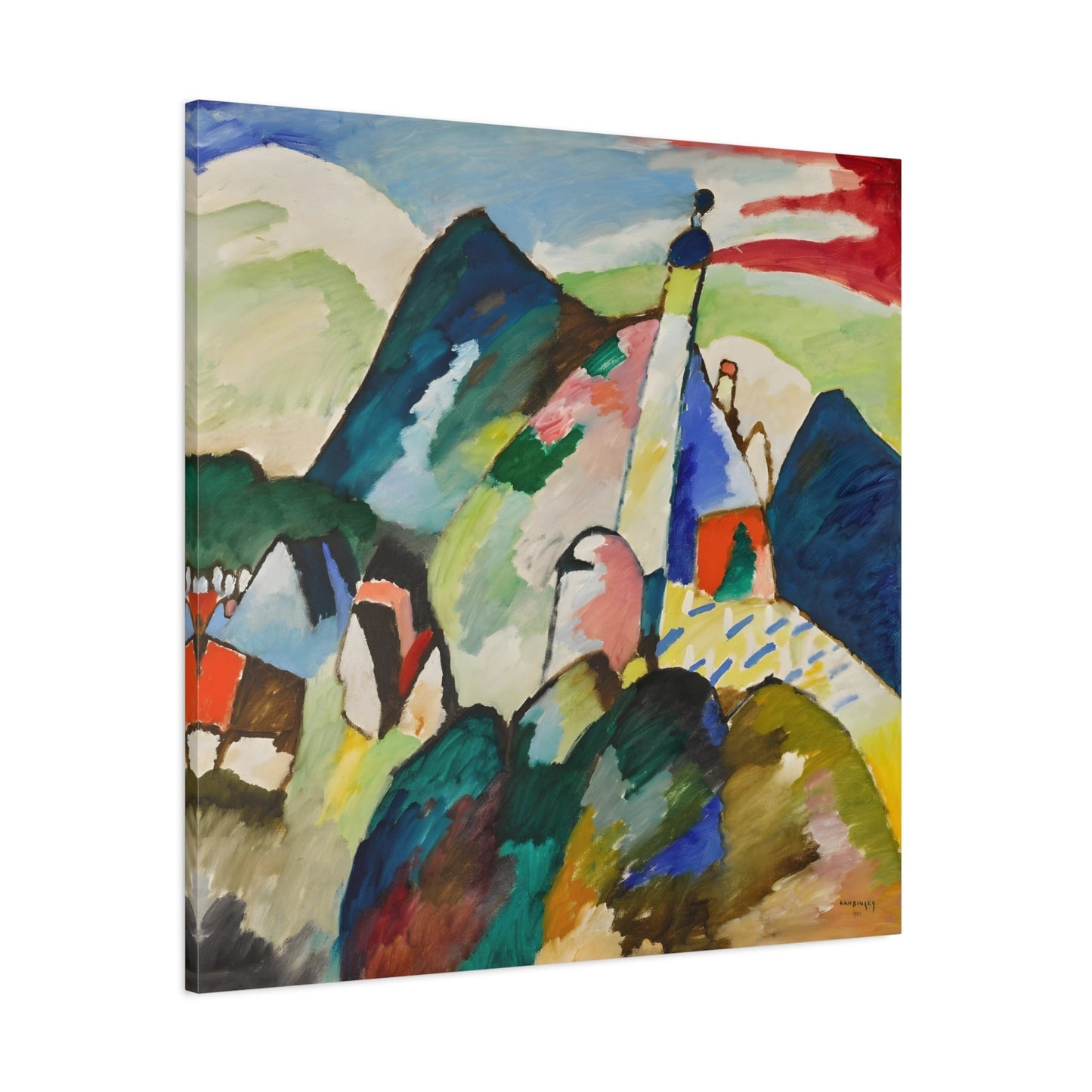 Wassily Kandinsky Murnau with Church II - Square Canvas Wall Art Print