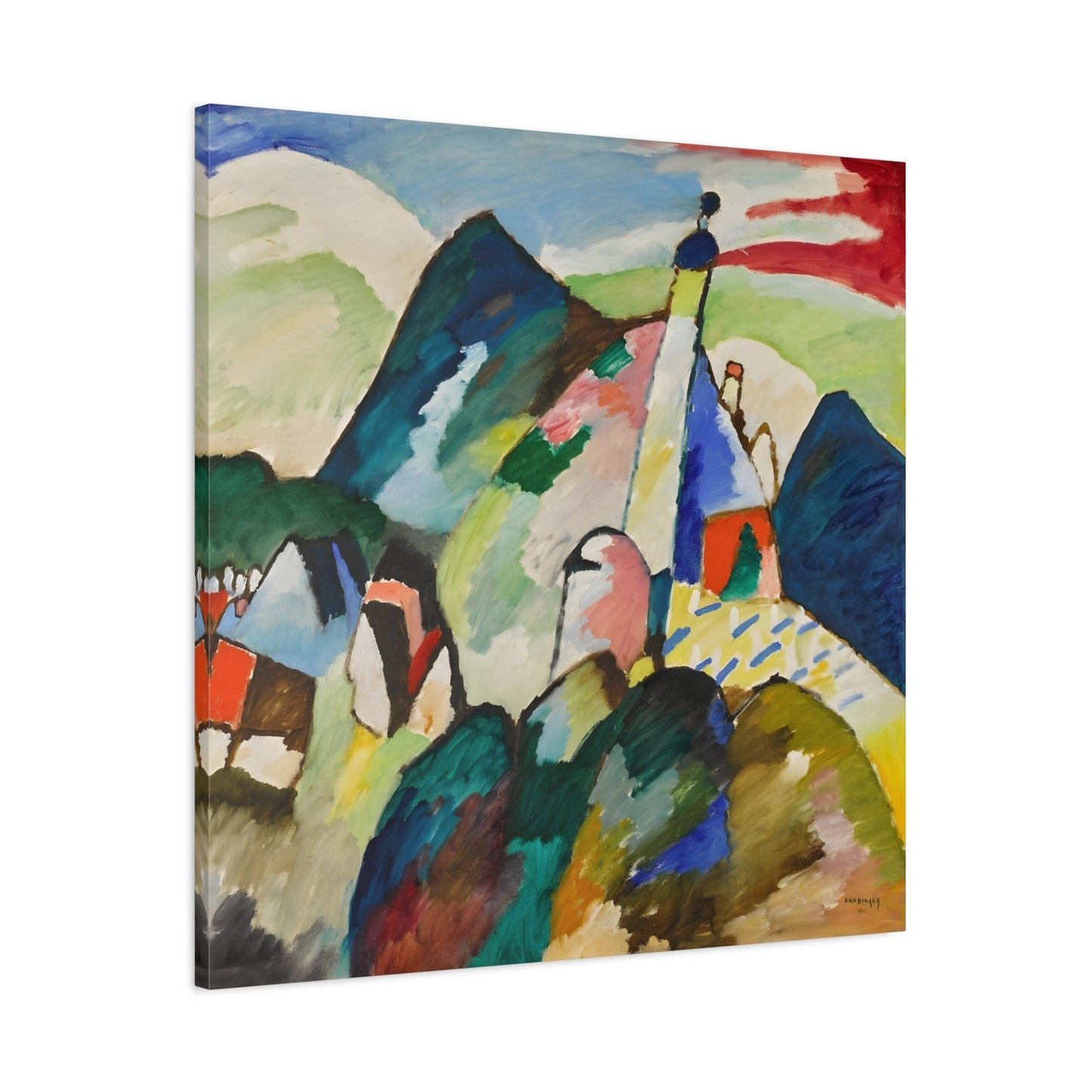 Wassily Kandinsky Murnau with Church II - Square Canvas Wall Art Print