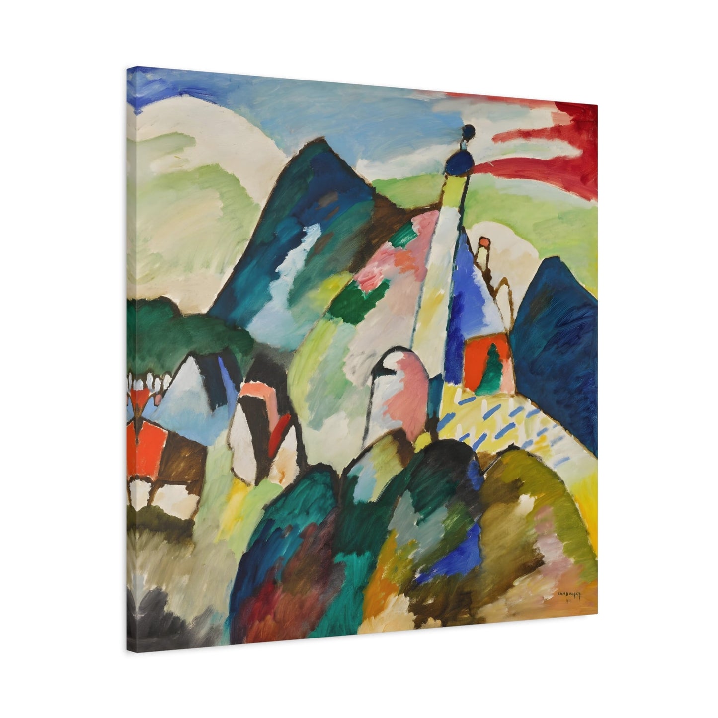 Wassily Kandinsky Murnau with Church II - Square Canvas Wall Art Print