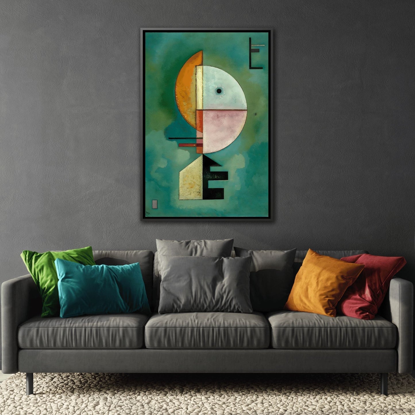 Wassily Kandinsky Upward - Framed Canvas Print in Black Pinewood Frame