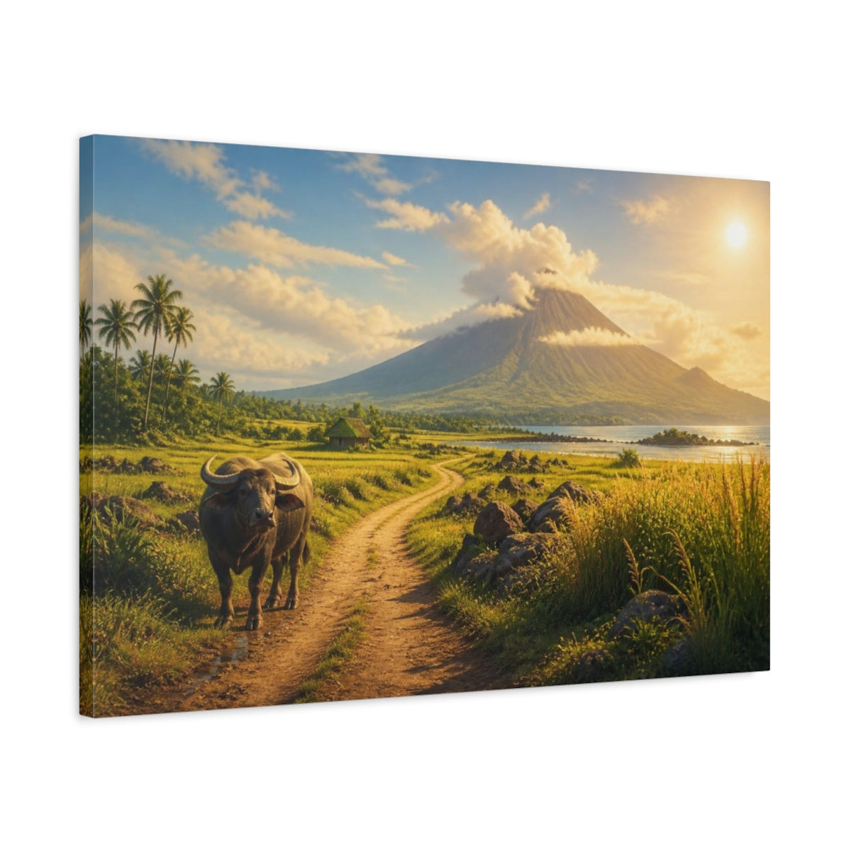 Side Mockup 2. Water Buffalo By Volcano shown as canvas print