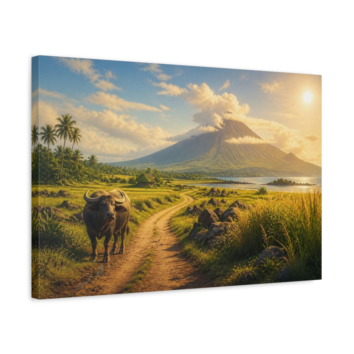 Side Mockup 3. Water Buffalo By Volcano shown as canvas print