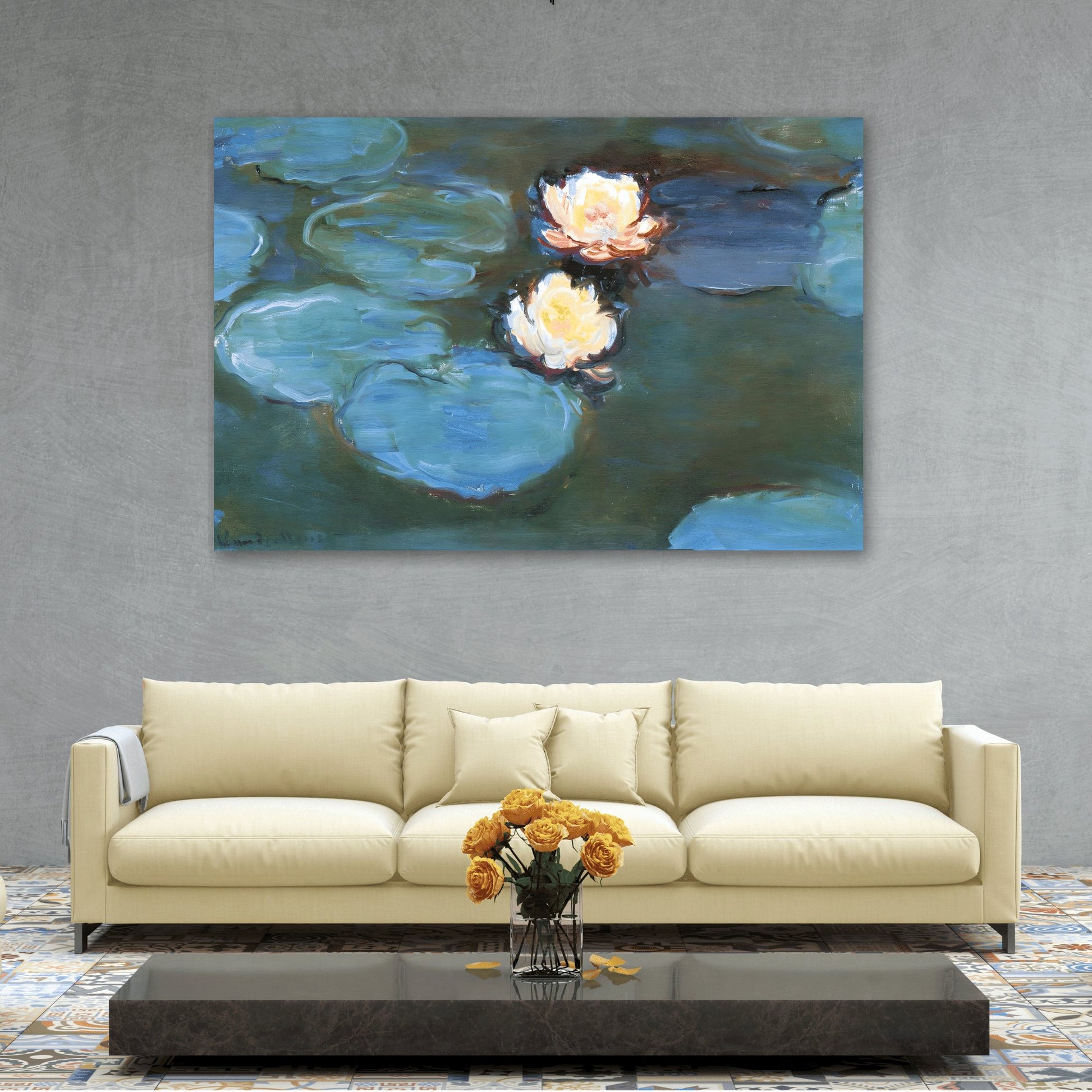 Water Lilies Canvas Print - Colorful Flowers Monet Wall Art