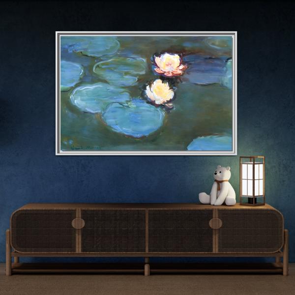 Water Lilies Monet Canvas Print - Large Framed Floral Wall Art - YesArtYes