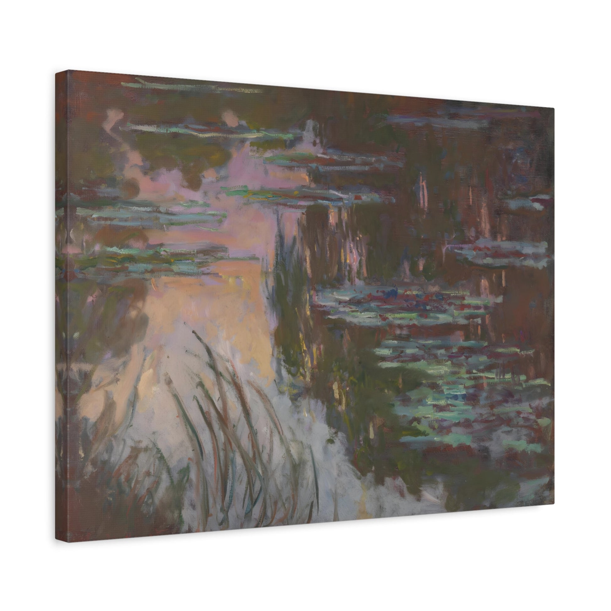 Water Lilies Setting Sun Modern Canvas Print - Famous Impressionist Monet Wall Art Prints