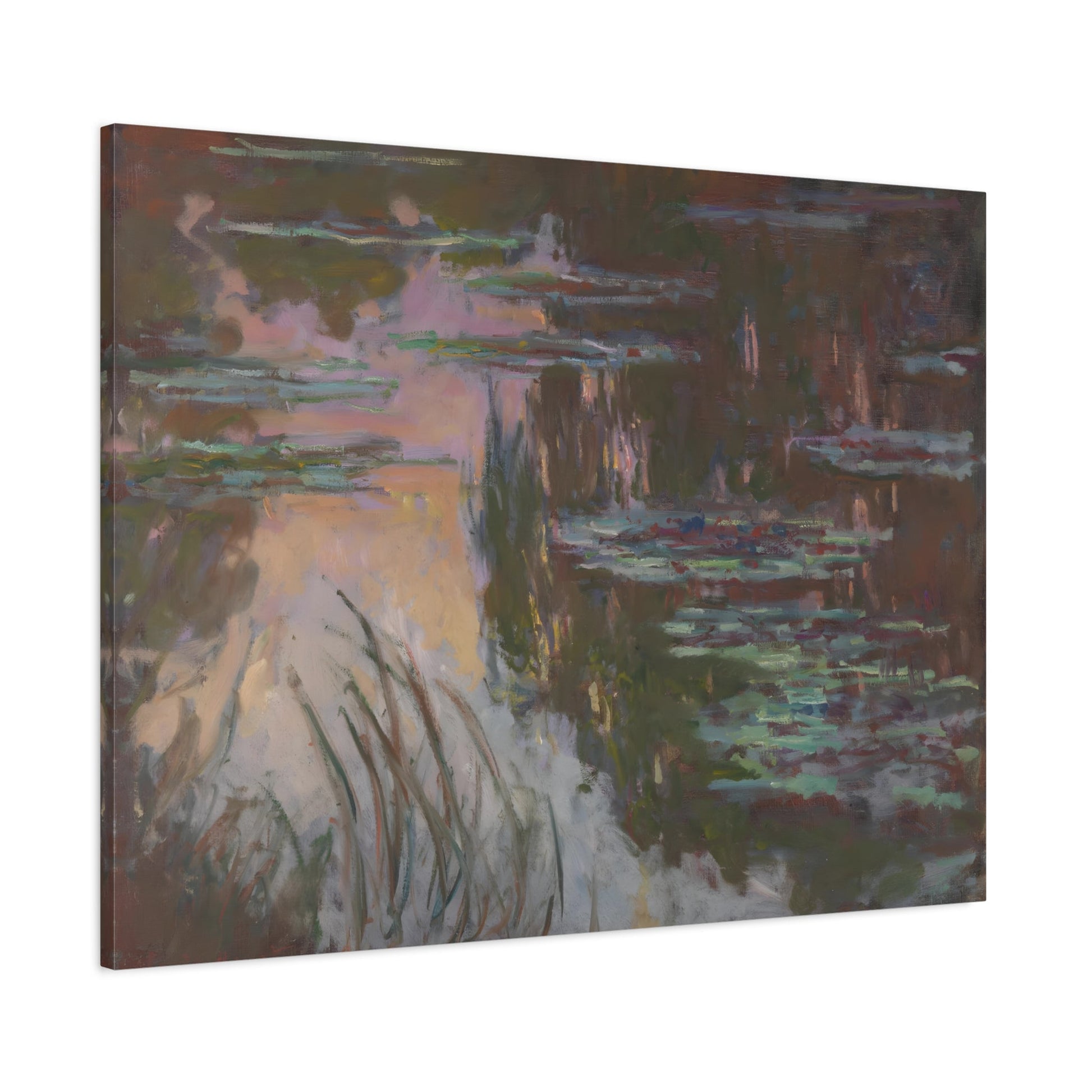 Water Lilies Setting Sun Modern Canvas Print - Famous Impressionist Monet Wall Art Prints