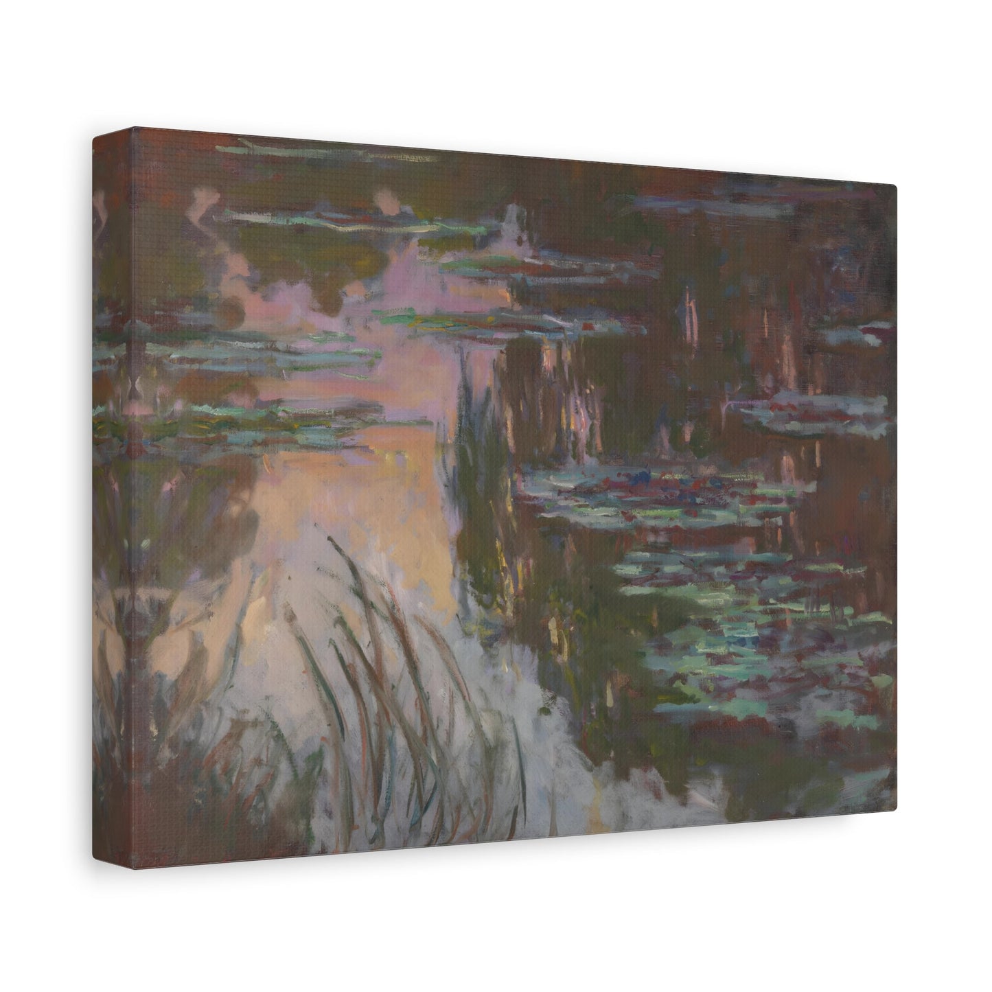 Water Lilies Setting Sun Modern Canvas Print - Famous Impressionist Monet Wall Art Prints