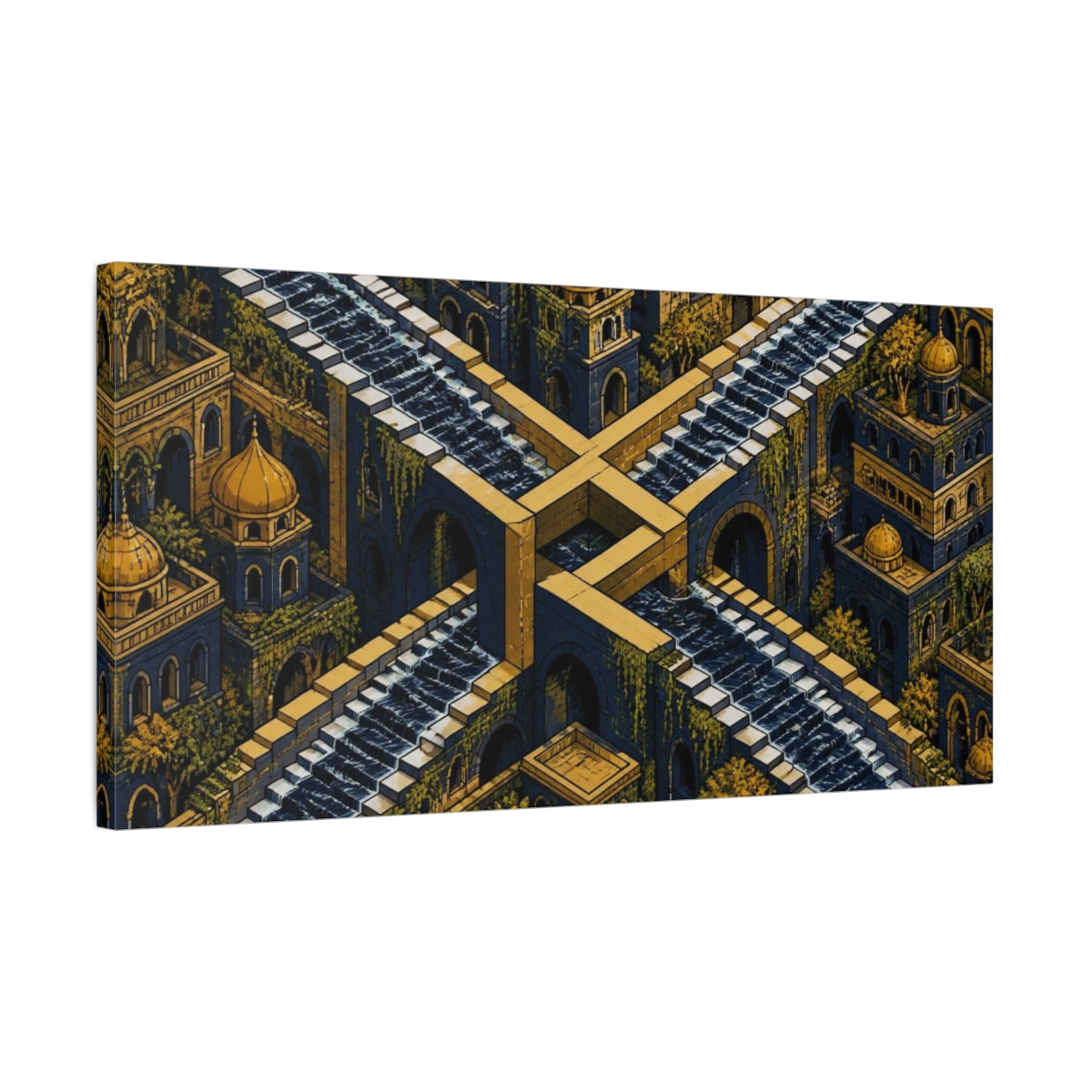 Side Mockup 1. Water Staircase Illusion shown as canvas print