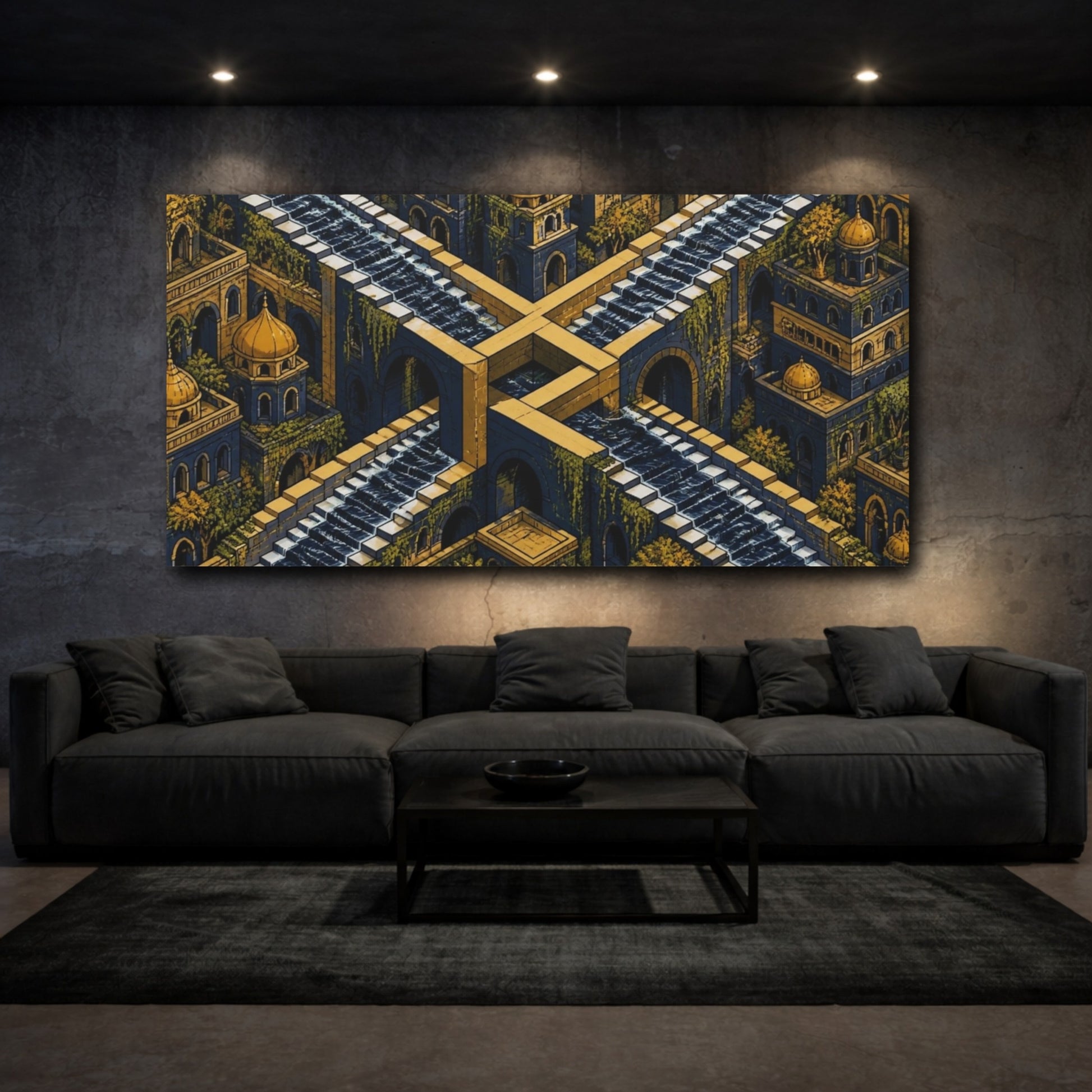 Mockup 3. Water Staircase Illusion shown as canvas print