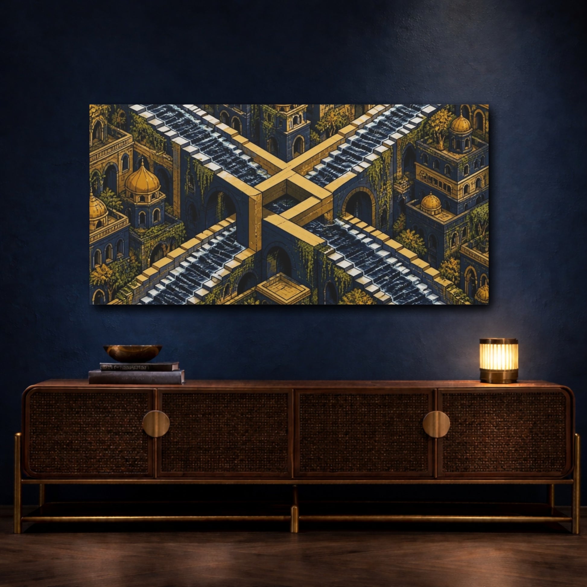Mockup 4. Water Staircase Illusion shown as canvas print