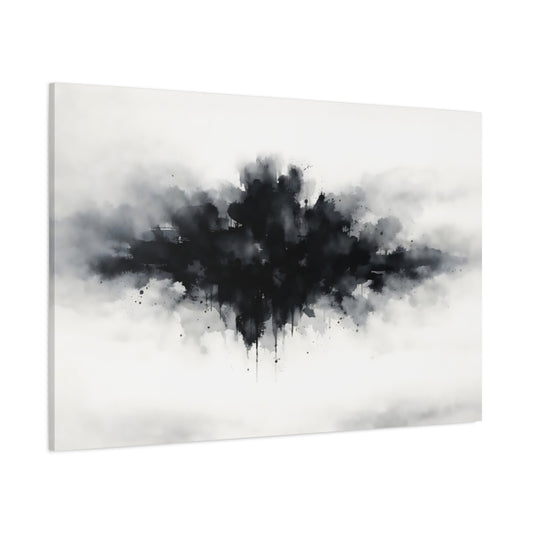 Watercolor Abstract Black shown as stretched canvas wall art